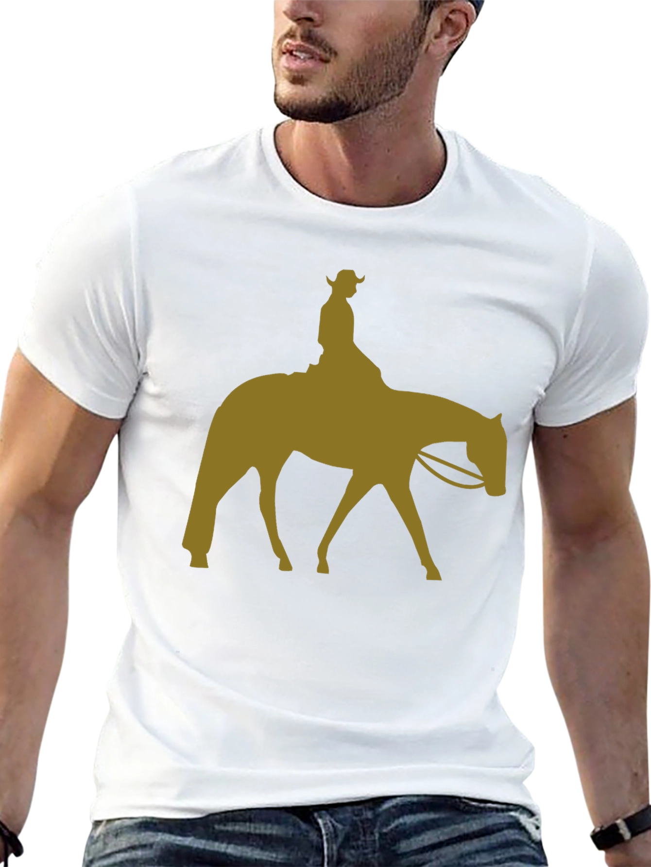 Cowboy Horse Silhouette Graphic Tee - Black Cotton