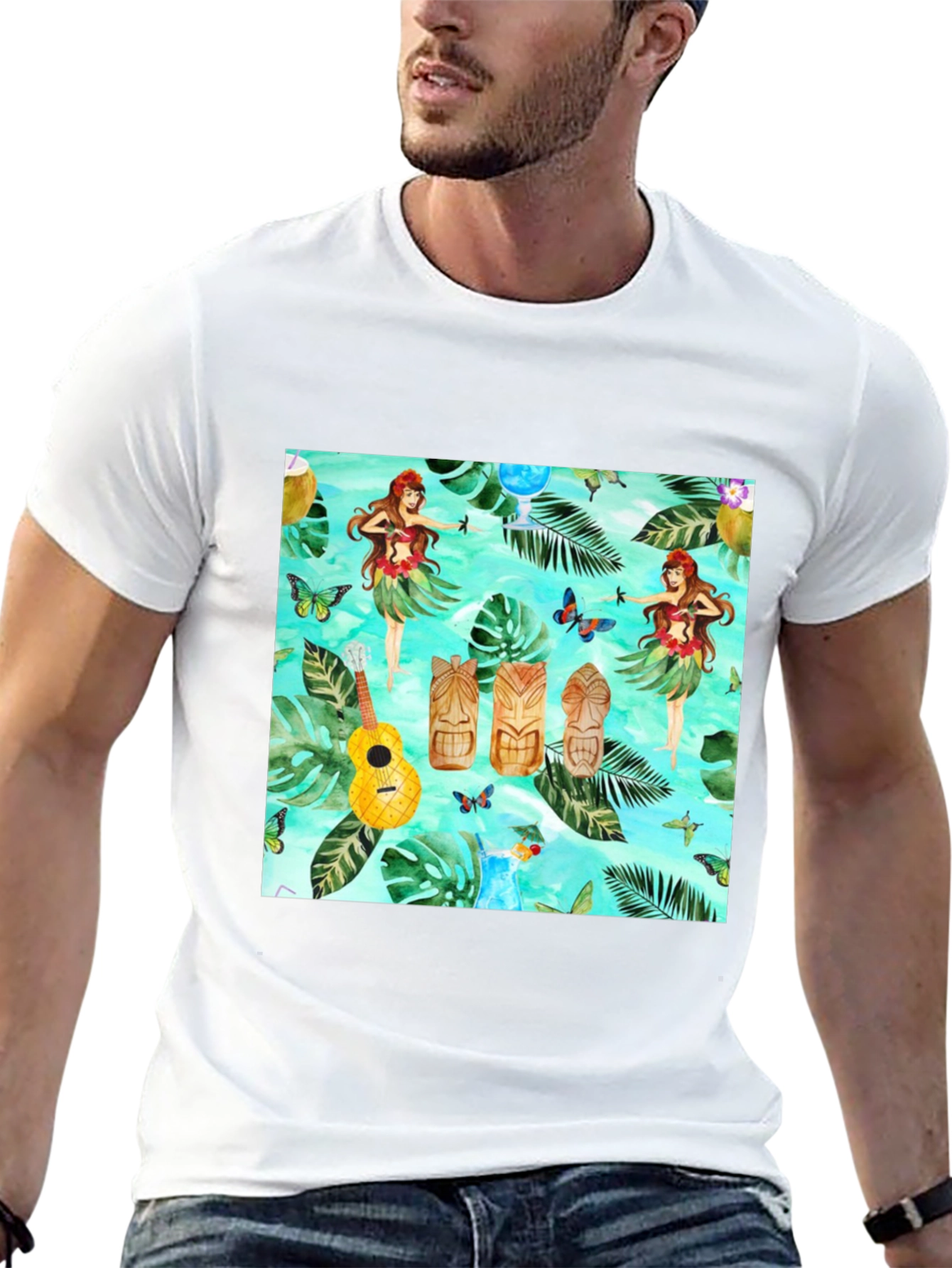 Tropical Hula Dancer Black T-Shirt