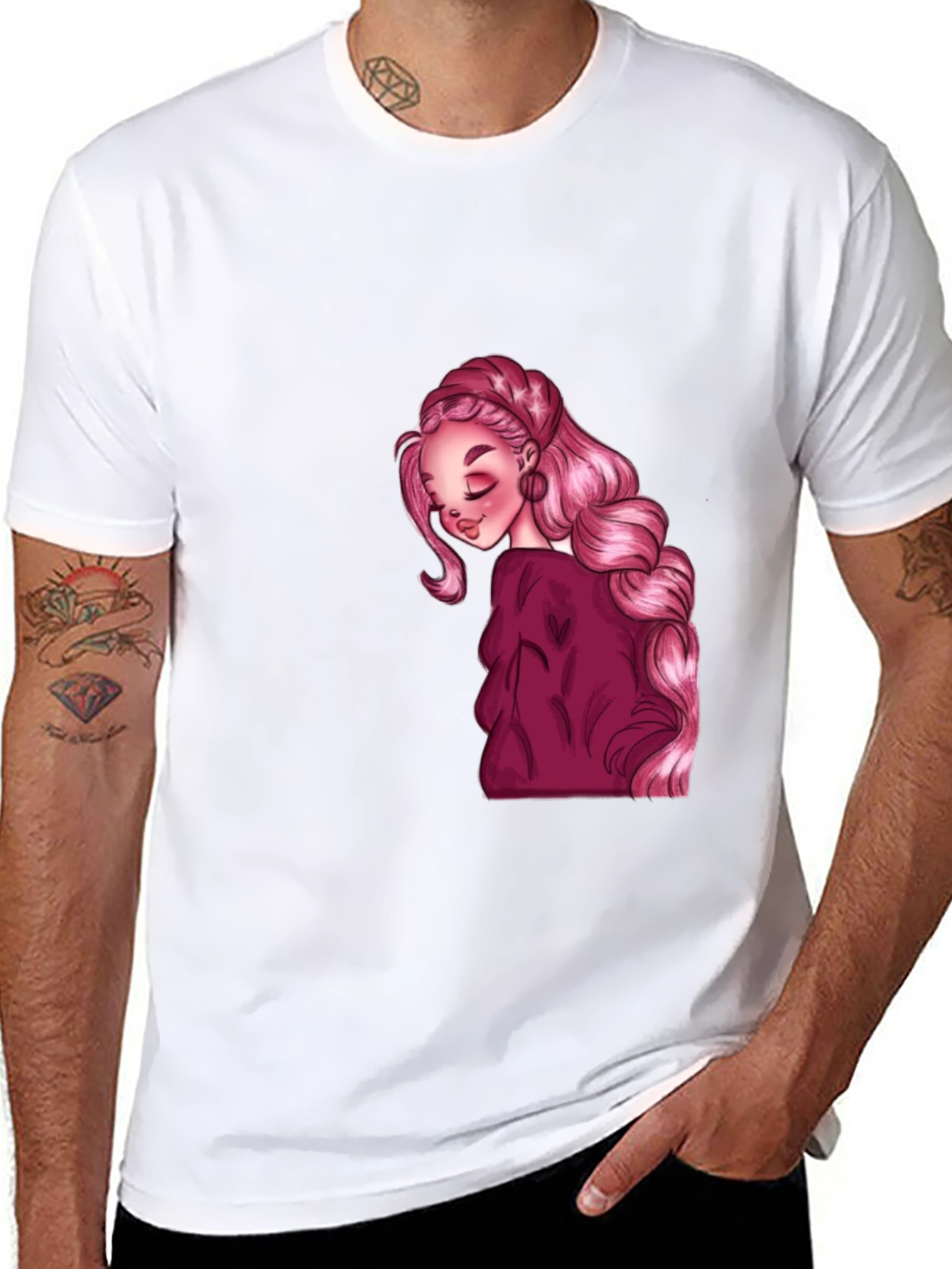 Pink Haired Girl Graphic Tee