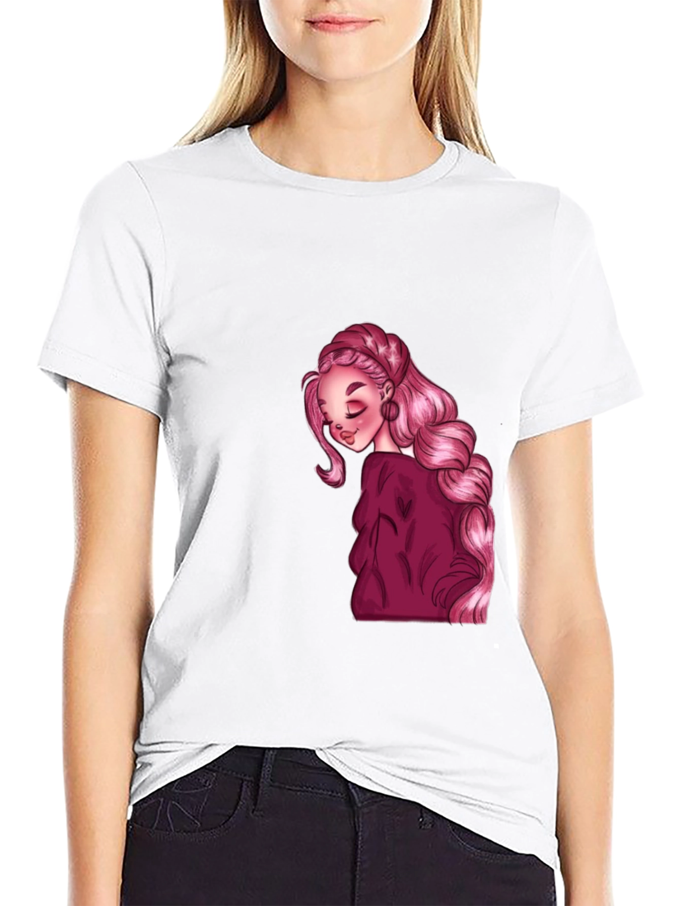 Pink Haired Girl Graphic Tee