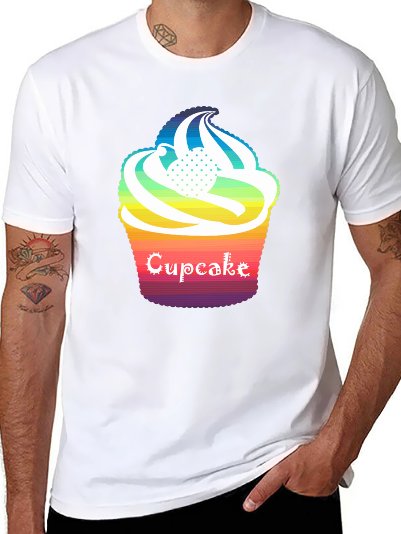 Rainbow Cupcake Graphic T-Shirt - Unique Design