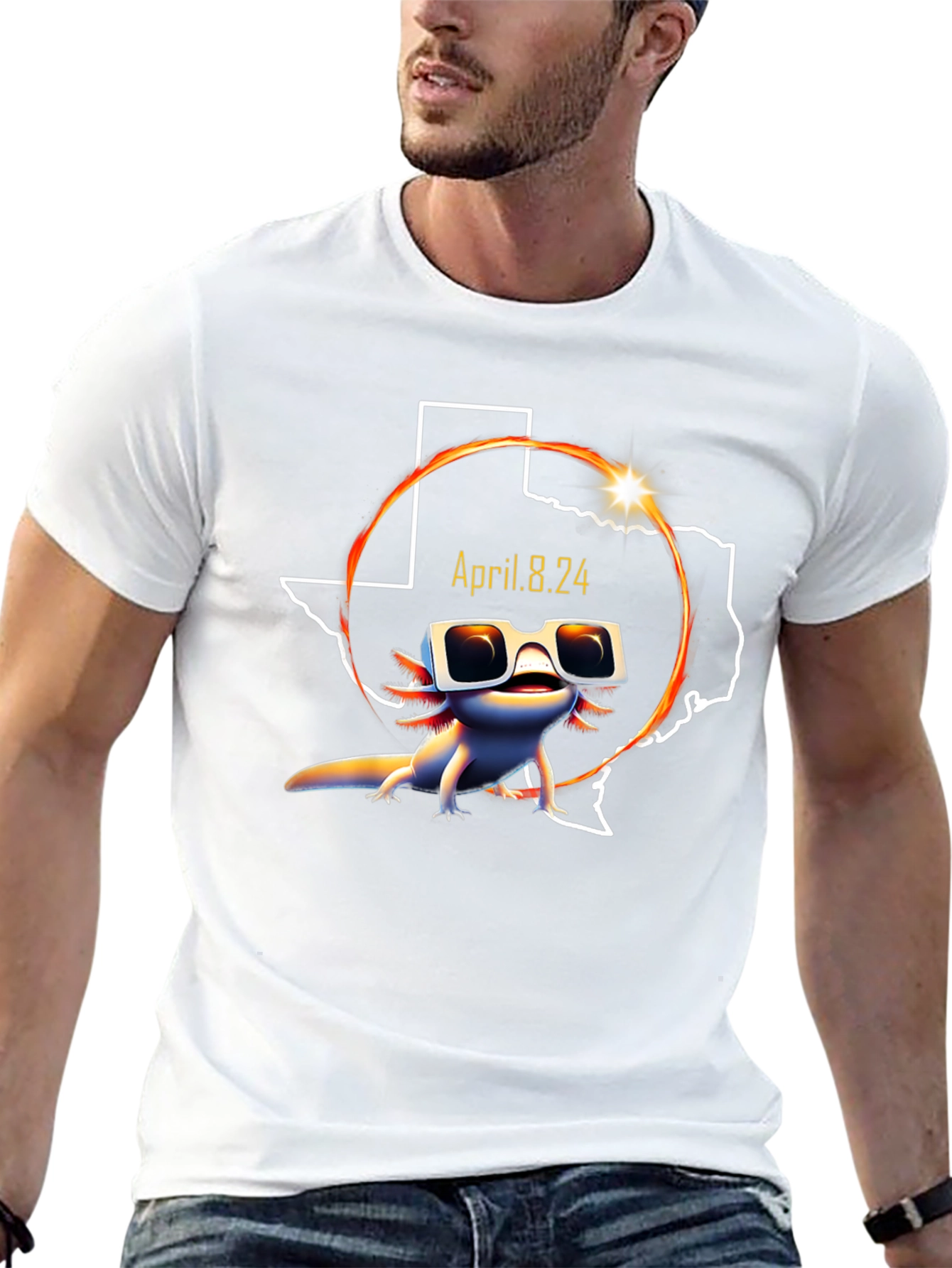 Texas Solar Eclipse April 8 2024 Axolotl T-Shirt