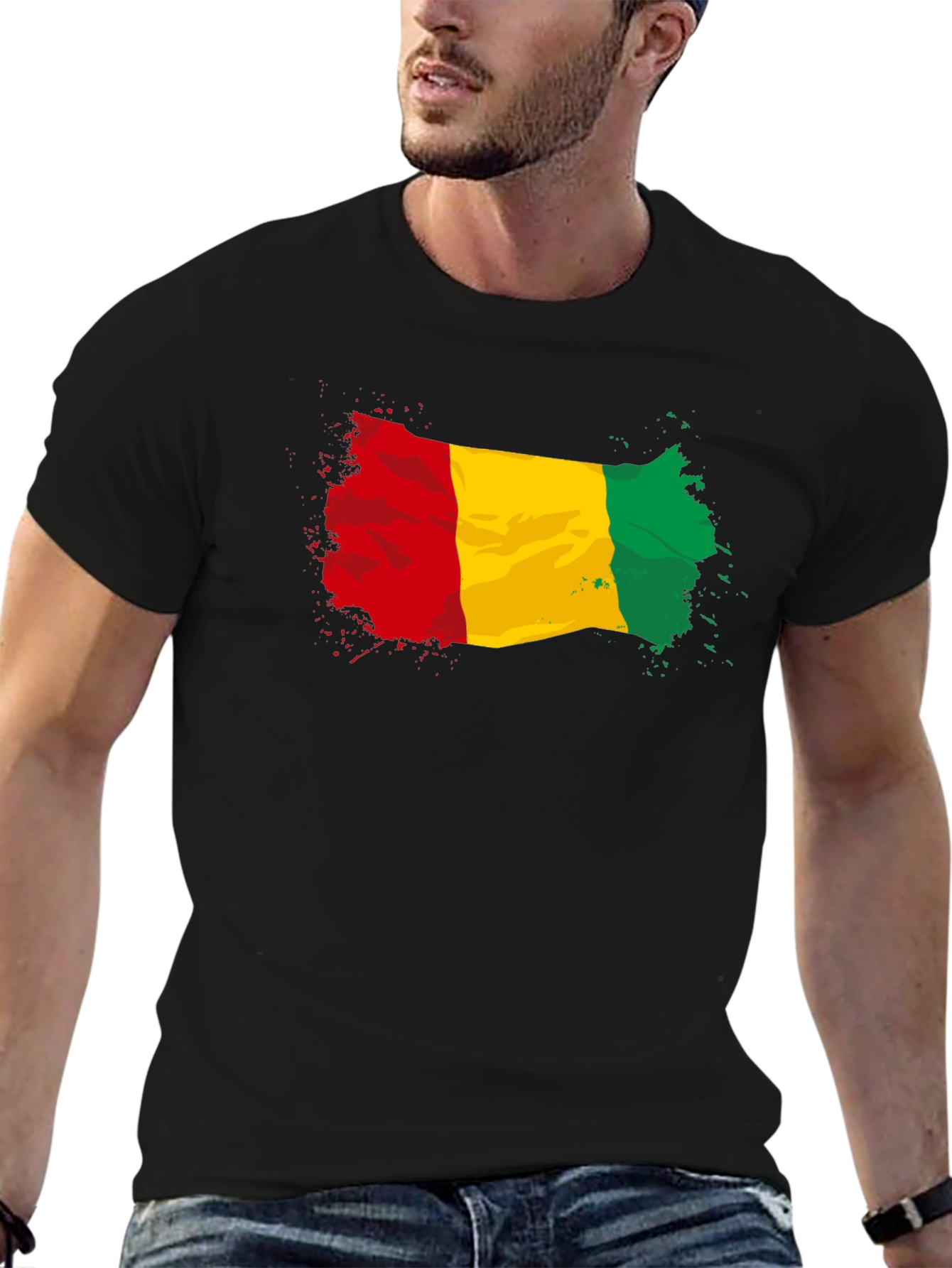 Guinea Flag Graphic Tee - Black Cotton T-Shirt
