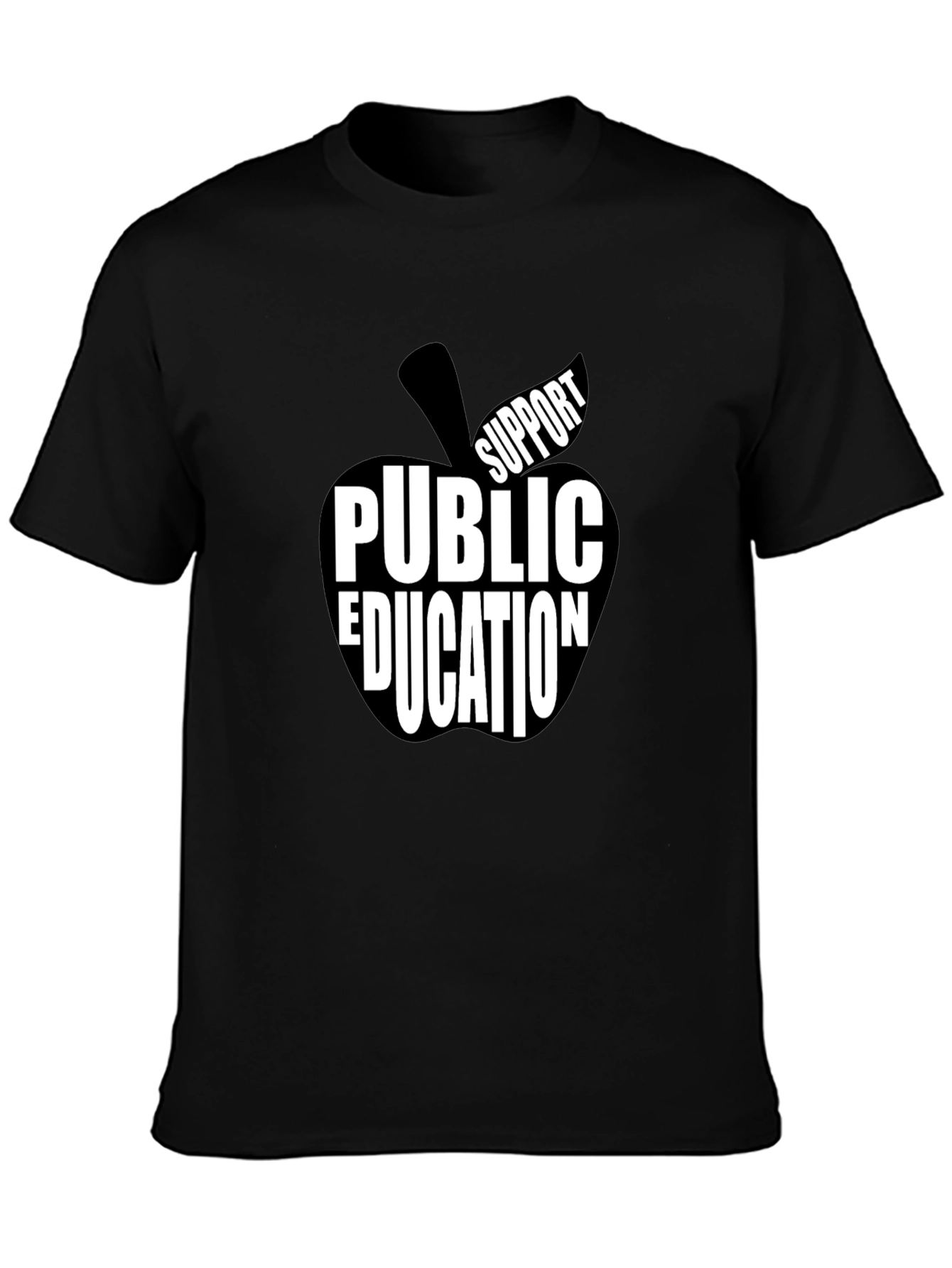 Support Public Education Black T-Shirt Apple Design