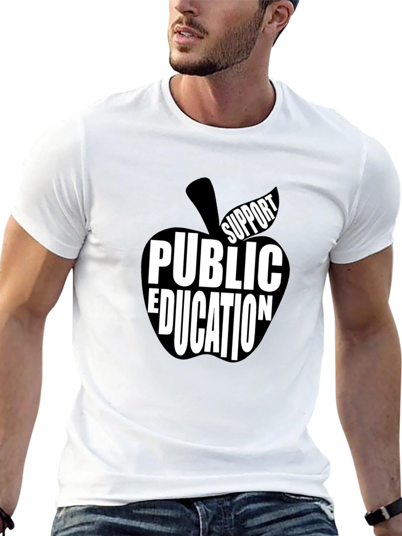 Support Public Education Black T-Shirt Apple Design