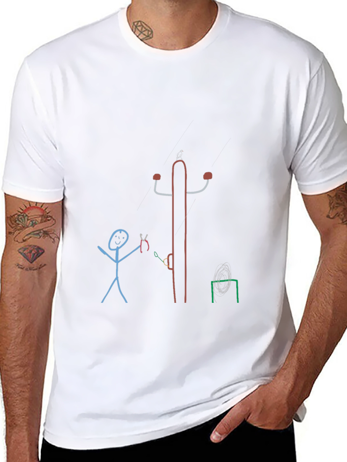 Novelty Stick Figure Design T-Shirt