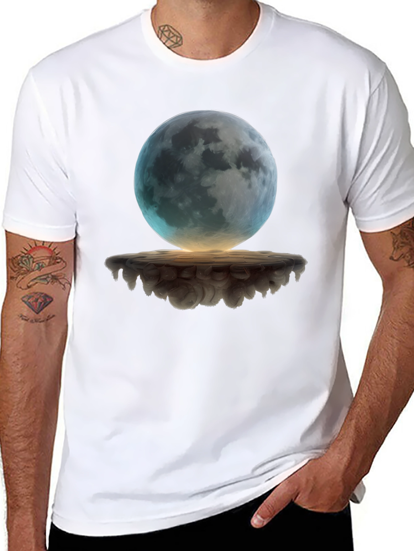 Mystic Moon Graphic Tee - Black Cotton Blend Shirt
