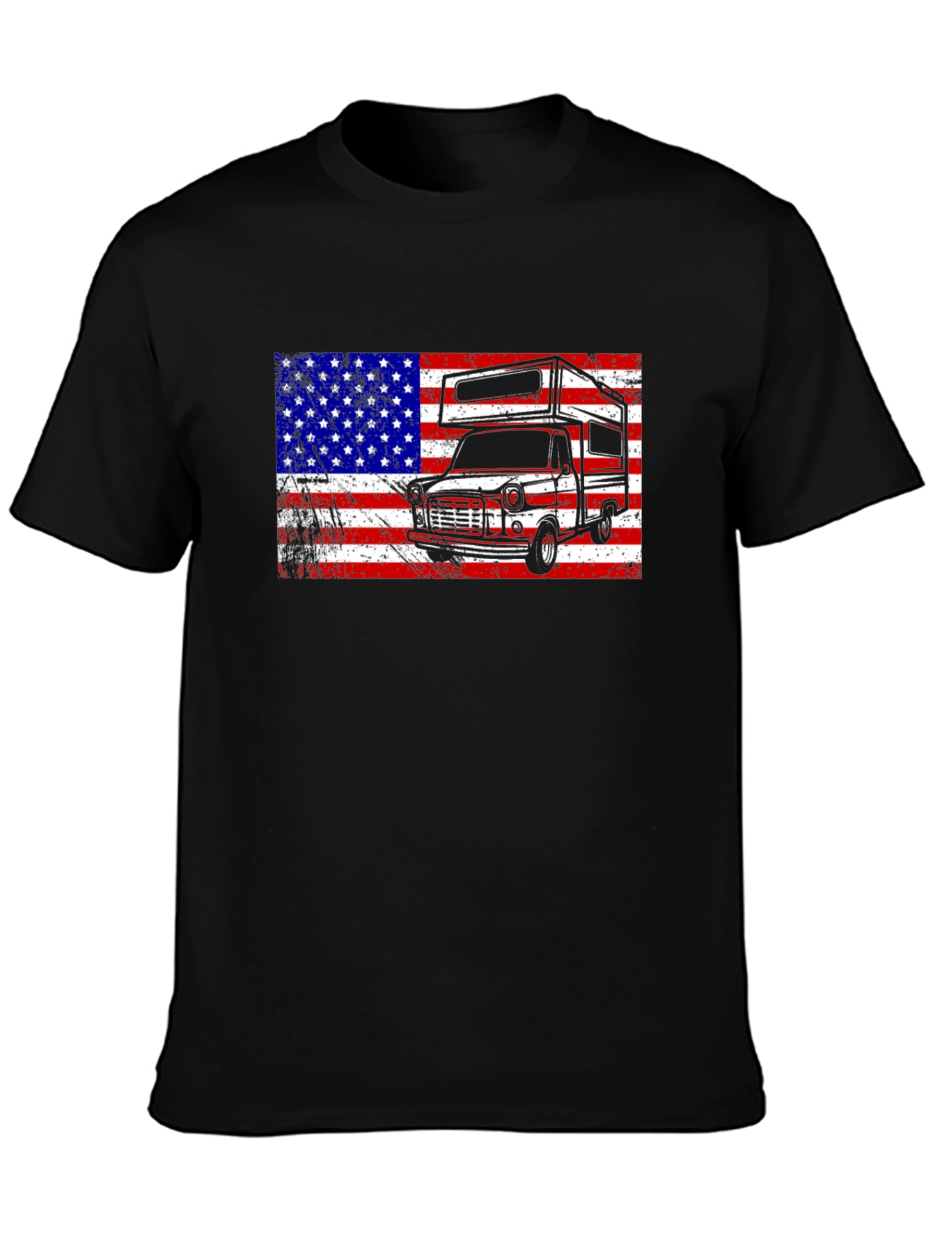 Retro RV American Flag Graphic T-Shirt