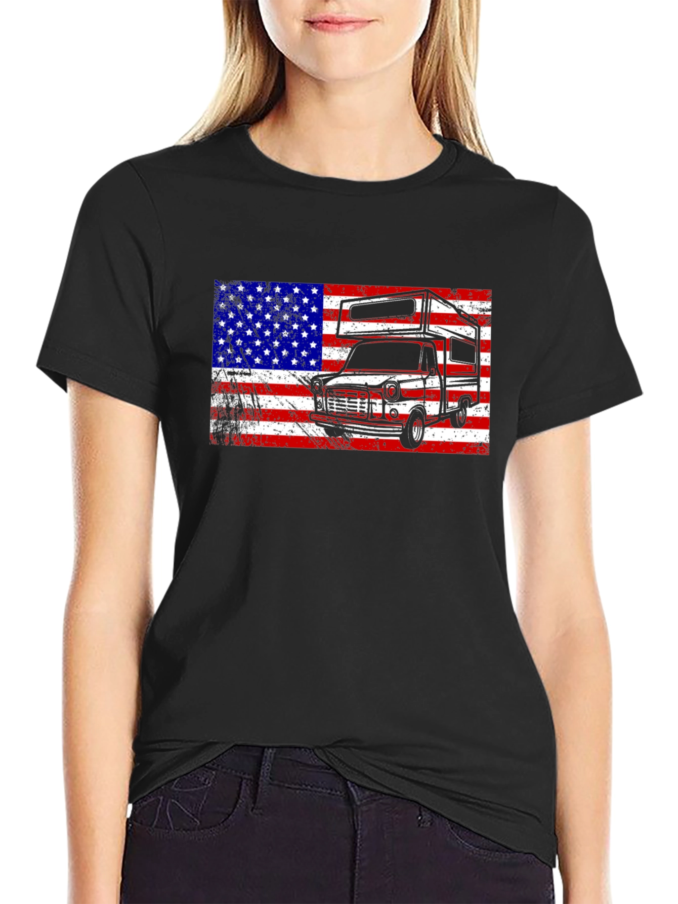 Retro RV American Flag Graphic T-Shirt
