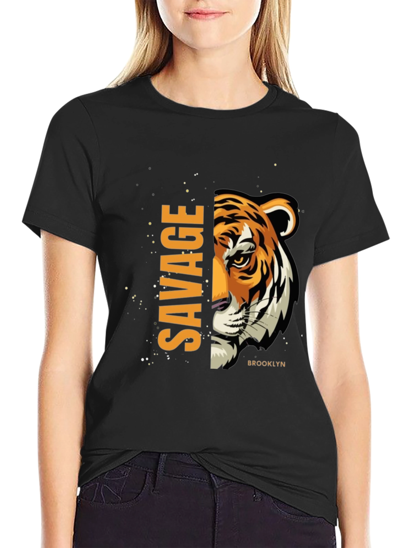 Savage Brooklyn Tiger Graphic Tee - Black