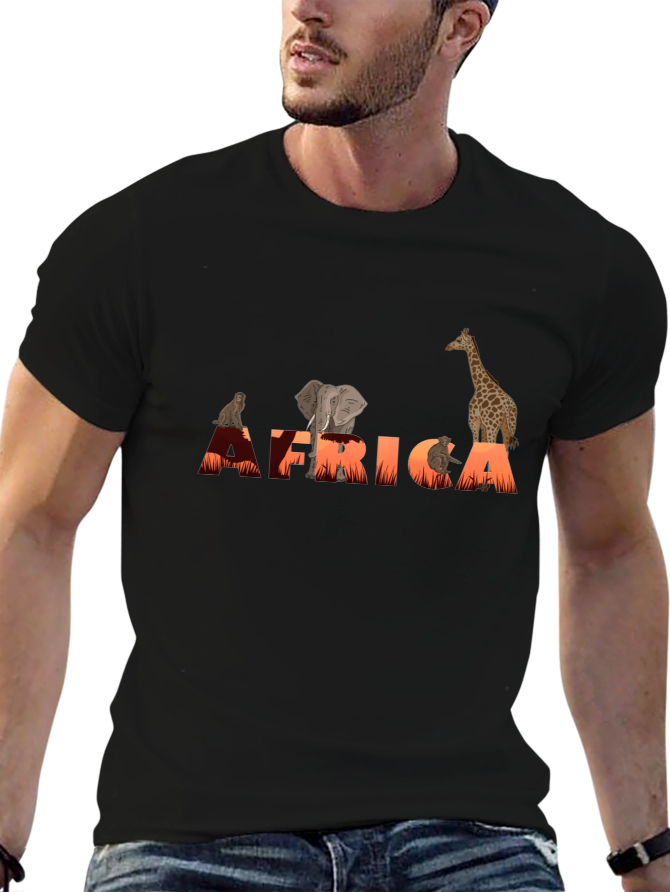 Africa Animal Graphic Tee - Unisex Black T-Shirt