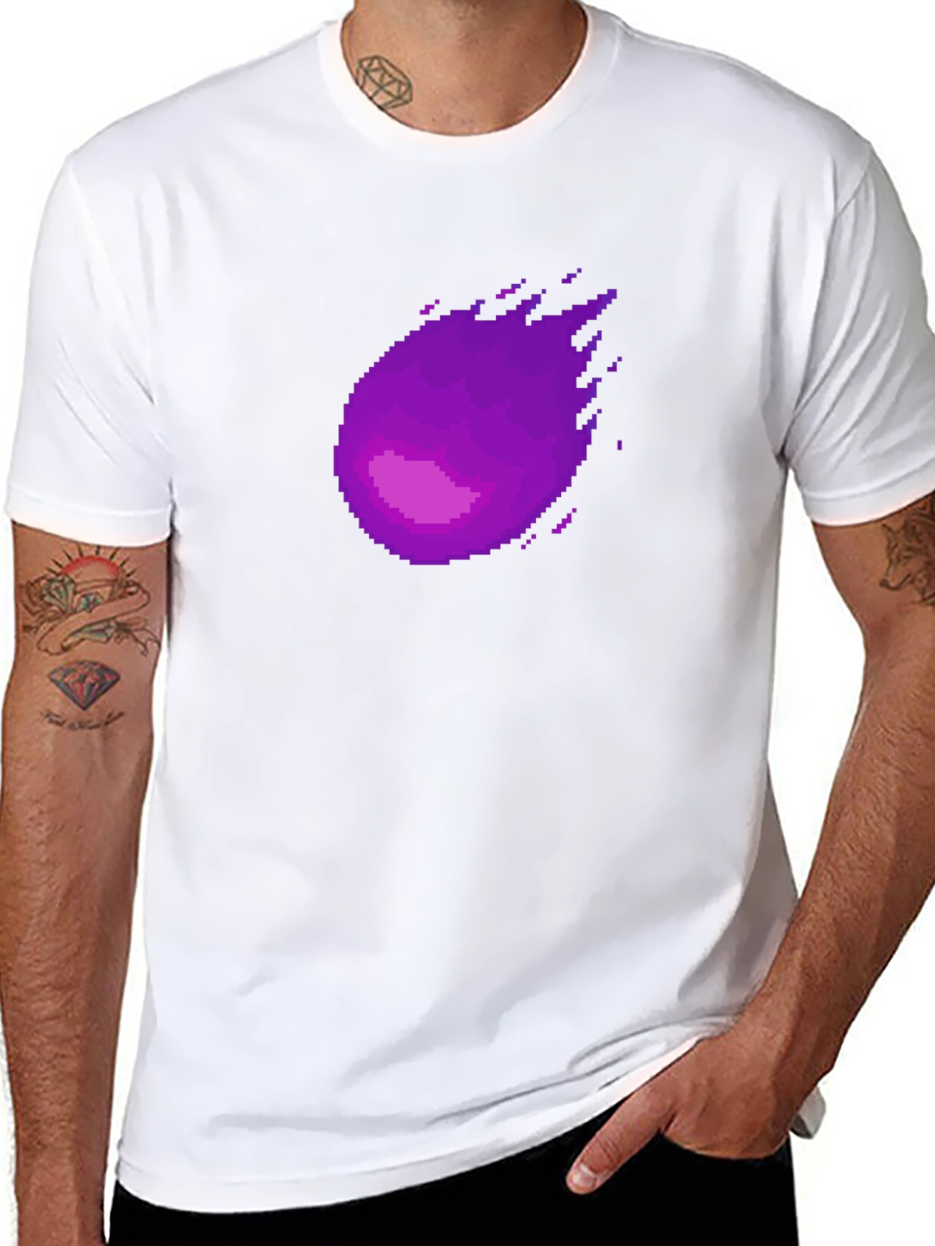 Pixel Purple Comet Graphic T-Shirt