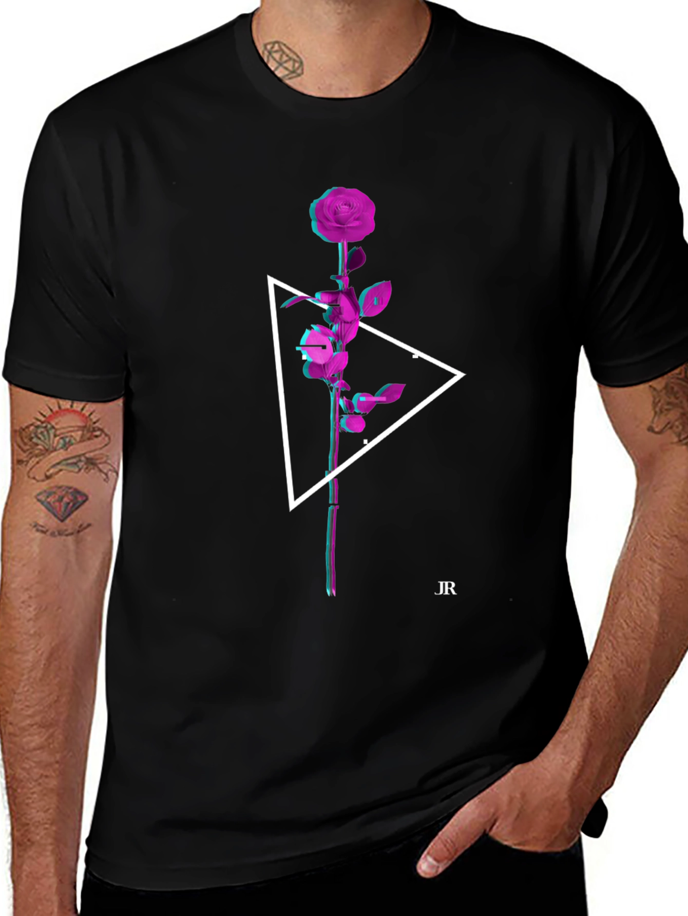 Rose Triangle Graphic Tee - Modern Streetwear