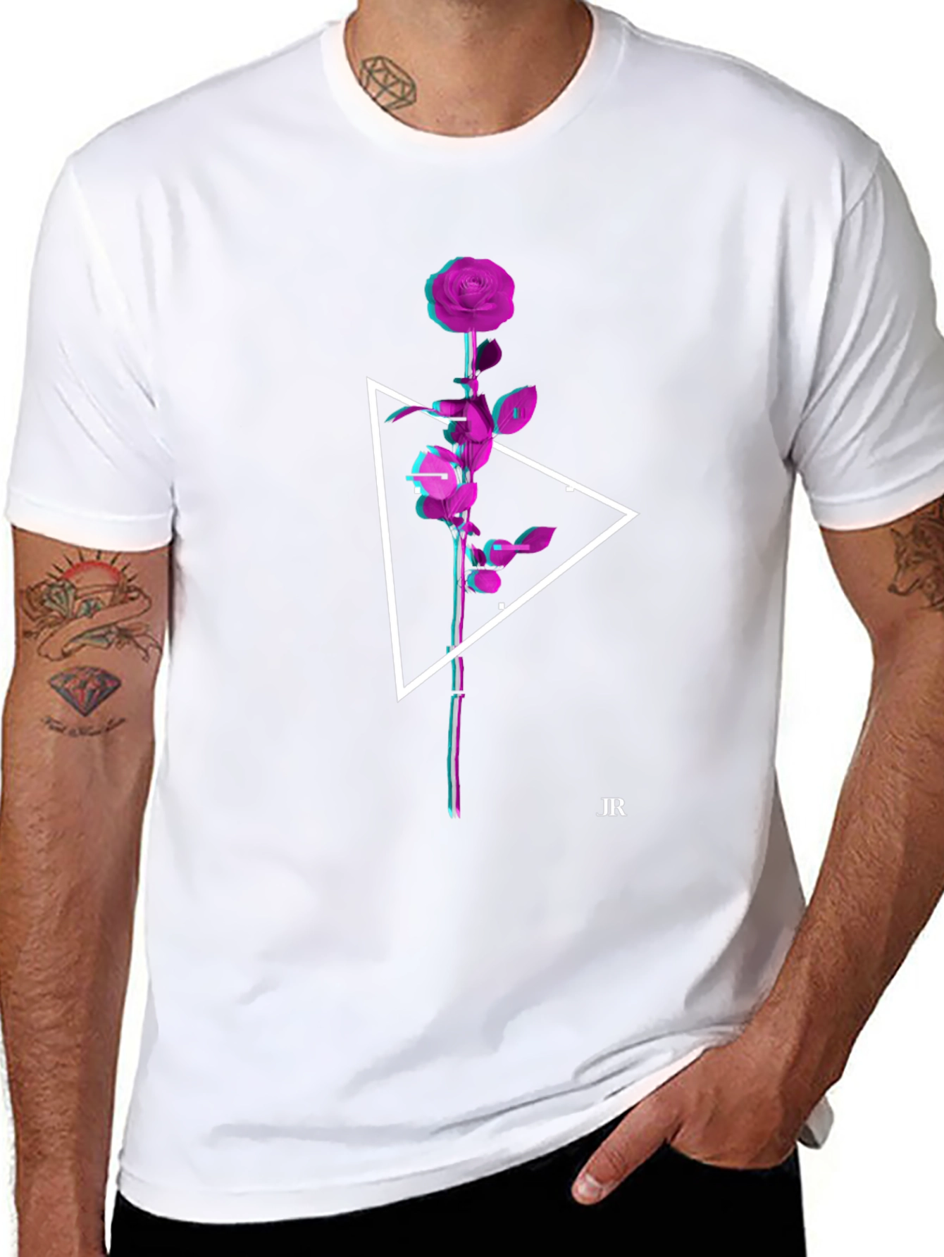 Rose Triangle Graphic Tee - Modern Streetwear