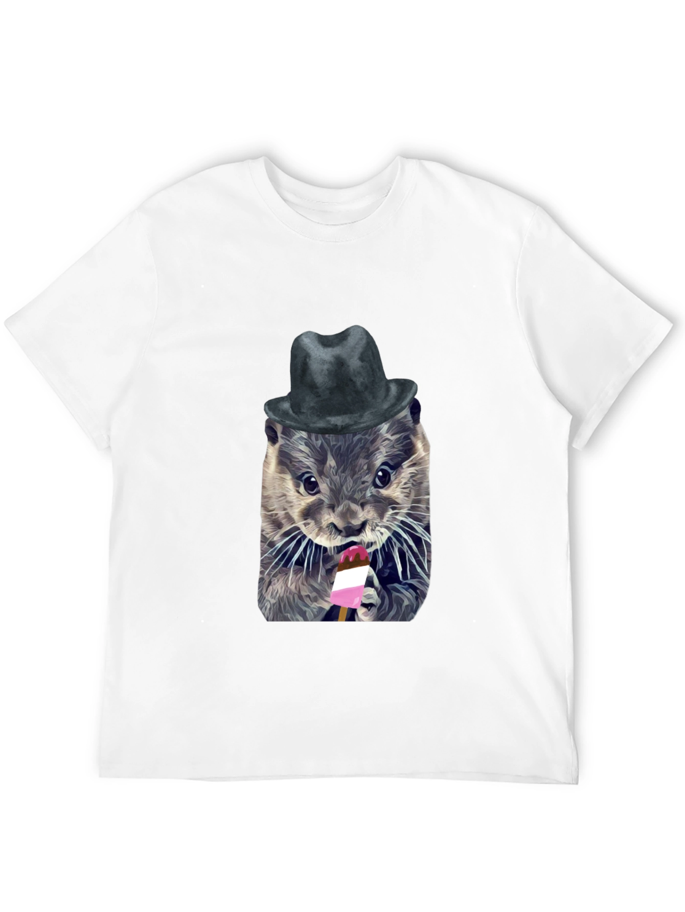 Otter with Hat Graphic T-Shirt - Unisex Cotton Tee