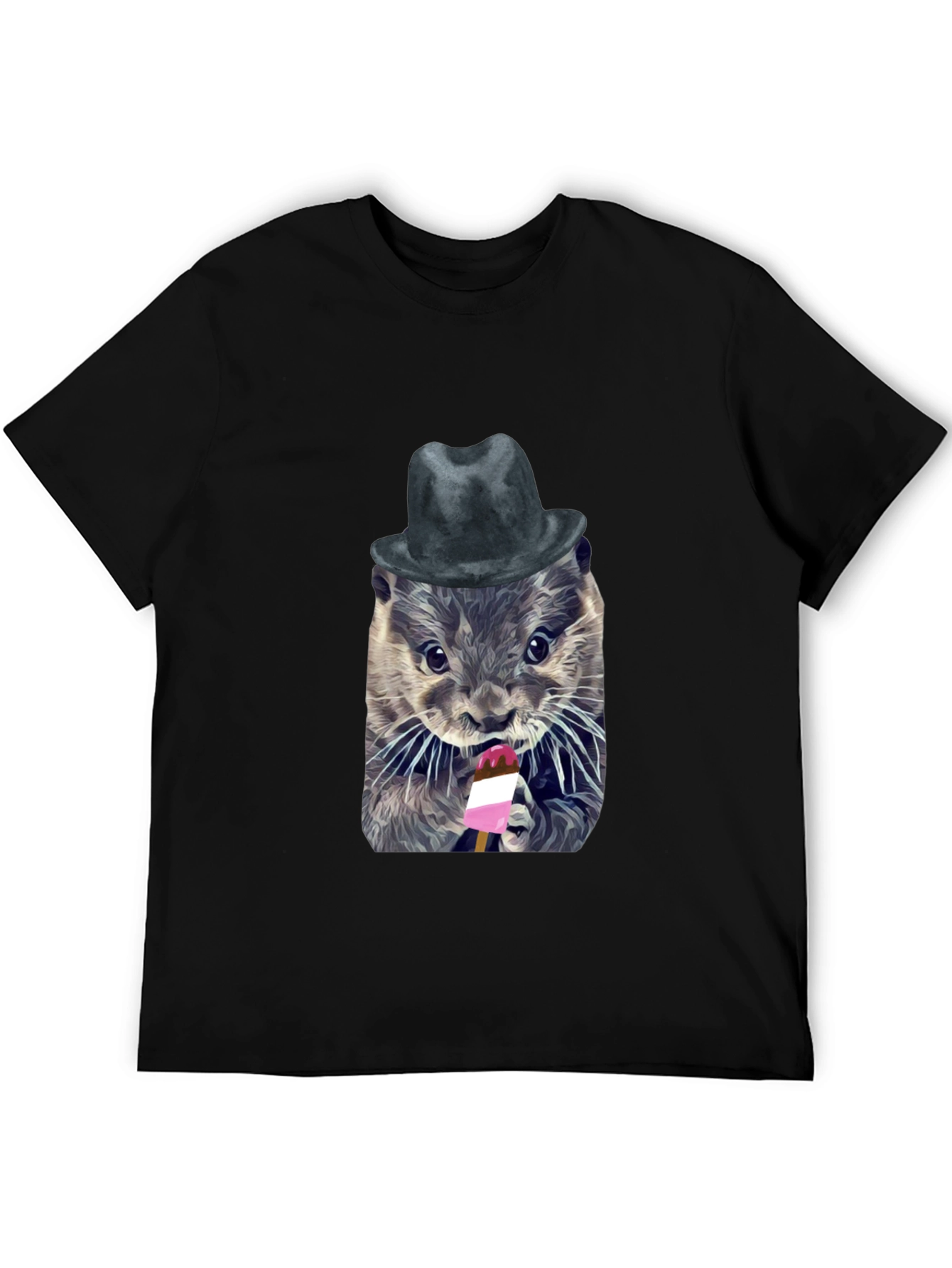 Otter with Hat Graphic T-Shirt - Unisex Cotton Tee