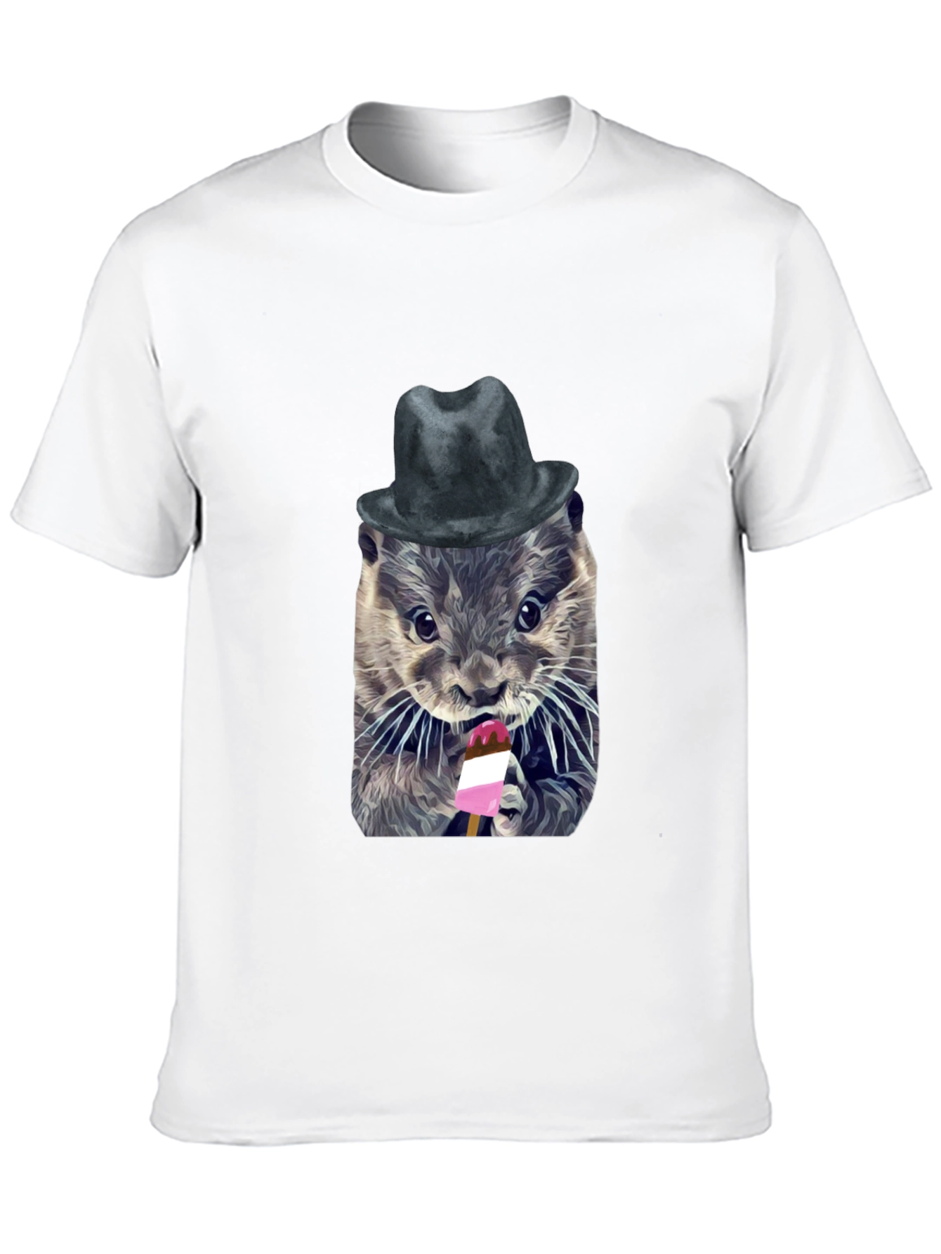 Otter with Hat Graphic T-Shirt - Unisex Cotton Tee