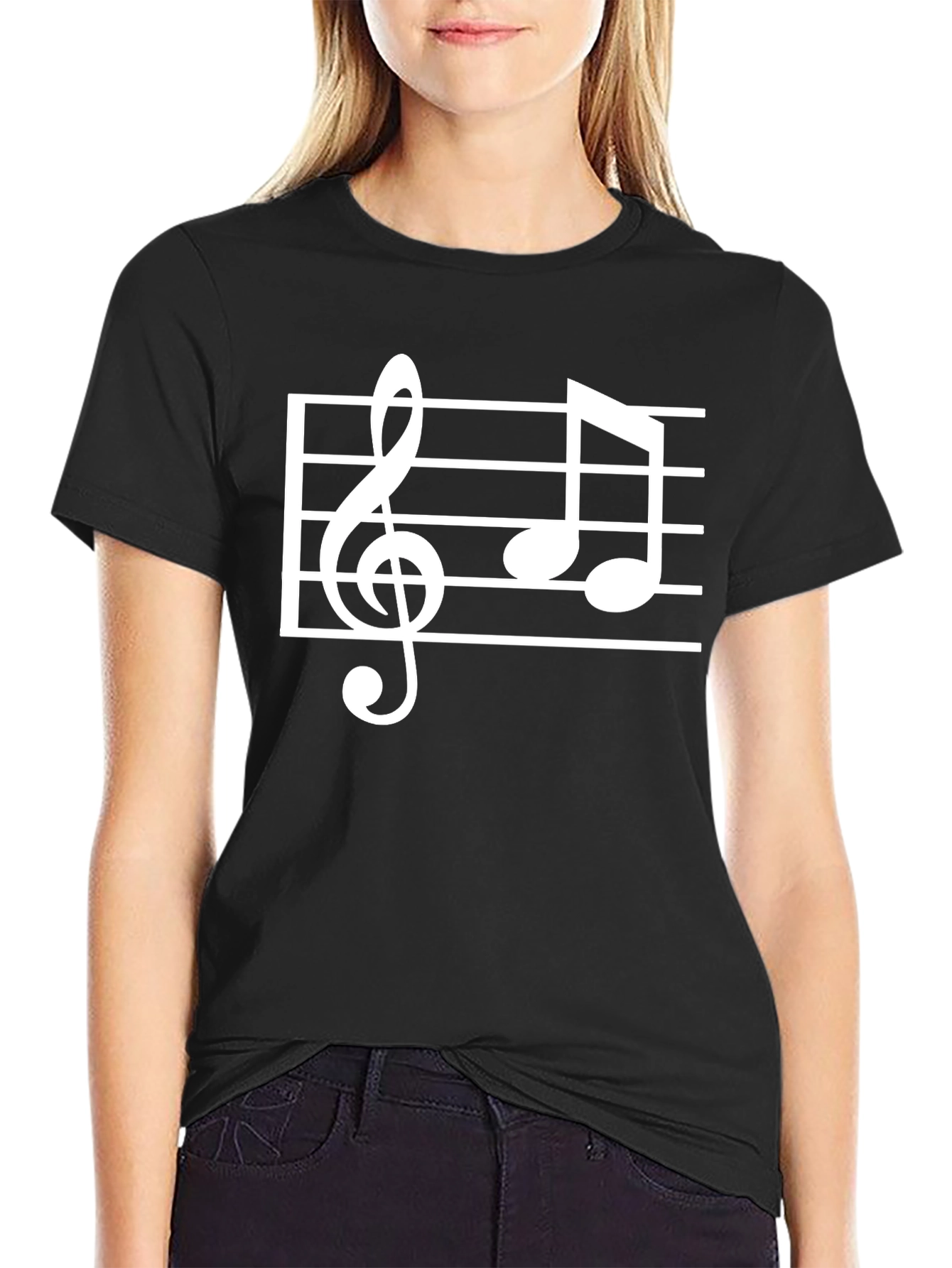 Musical Notes T-Shirt - Black Cotton Tee