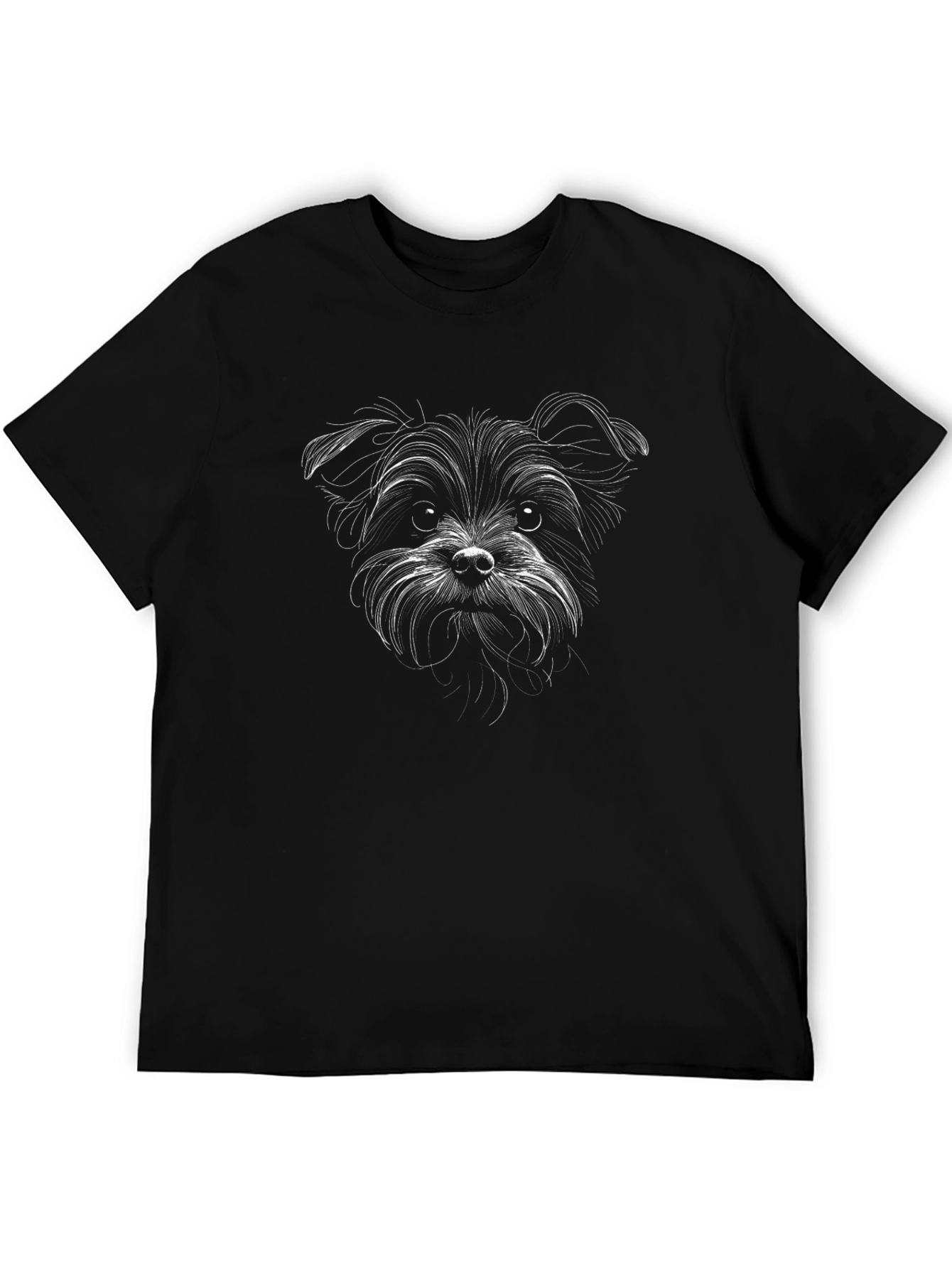 Dog Sketch Graphic Tee - Black Casual T-Shirt