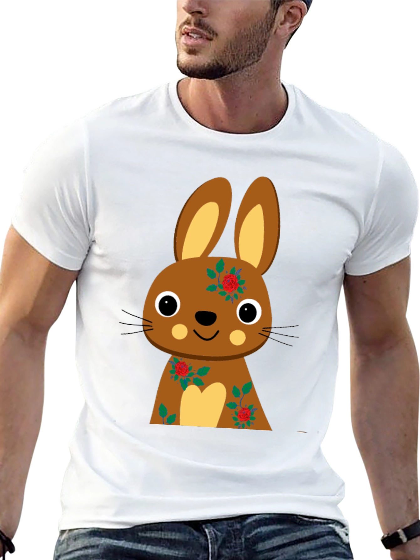 Cute Bunny Graphic Black Tee