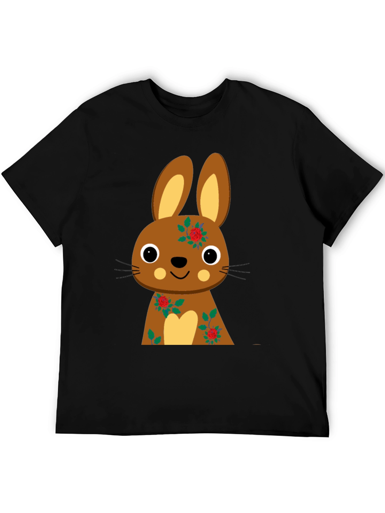 Cute Bunny Graphic Black Tee