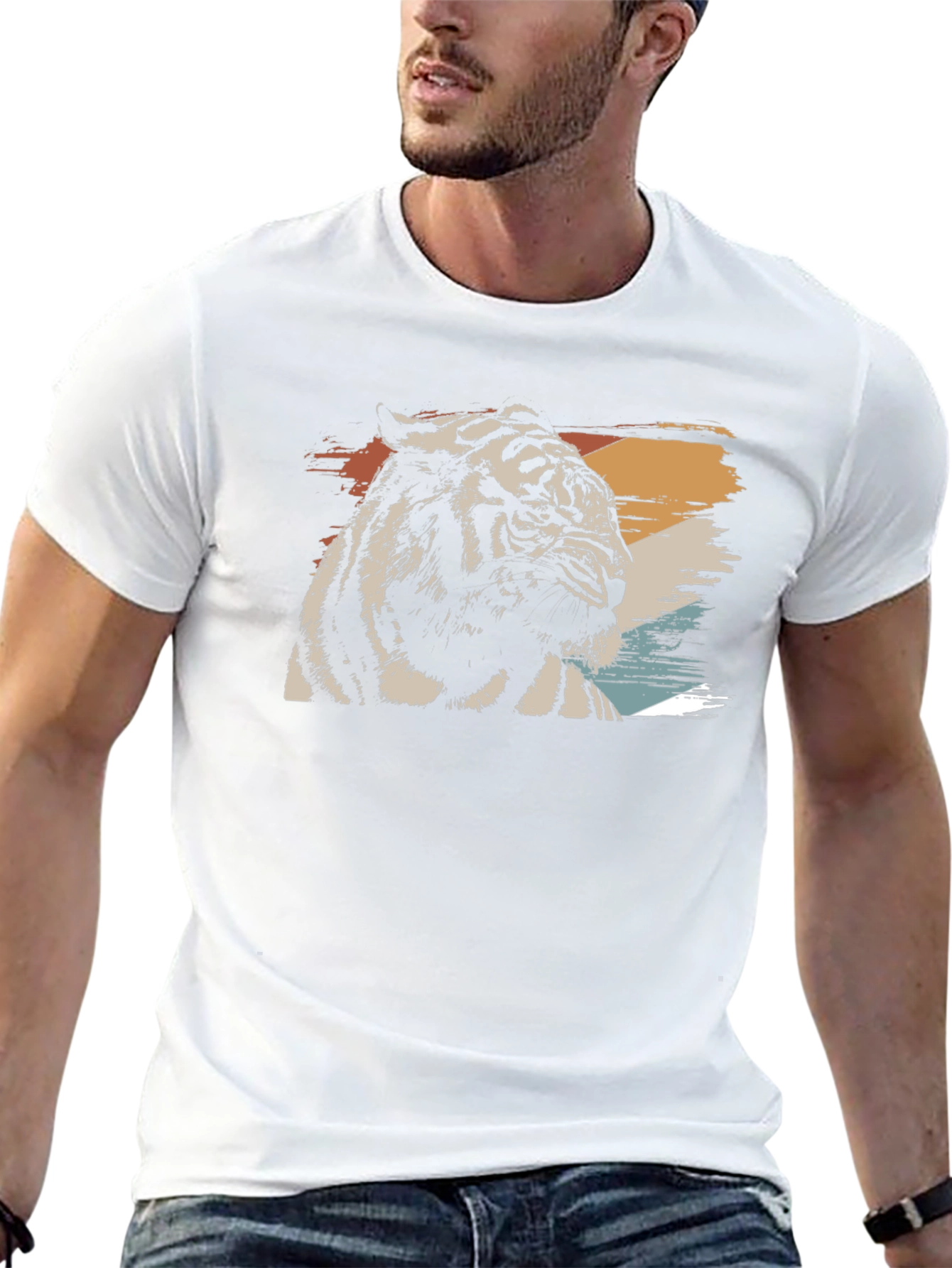 Retro Tiger Graphic Black T-Shirt