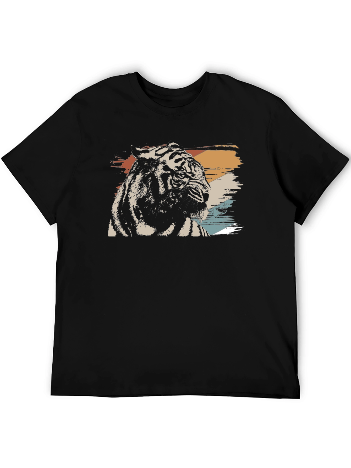 Retro Tiger Graphic Black T-Shirt
