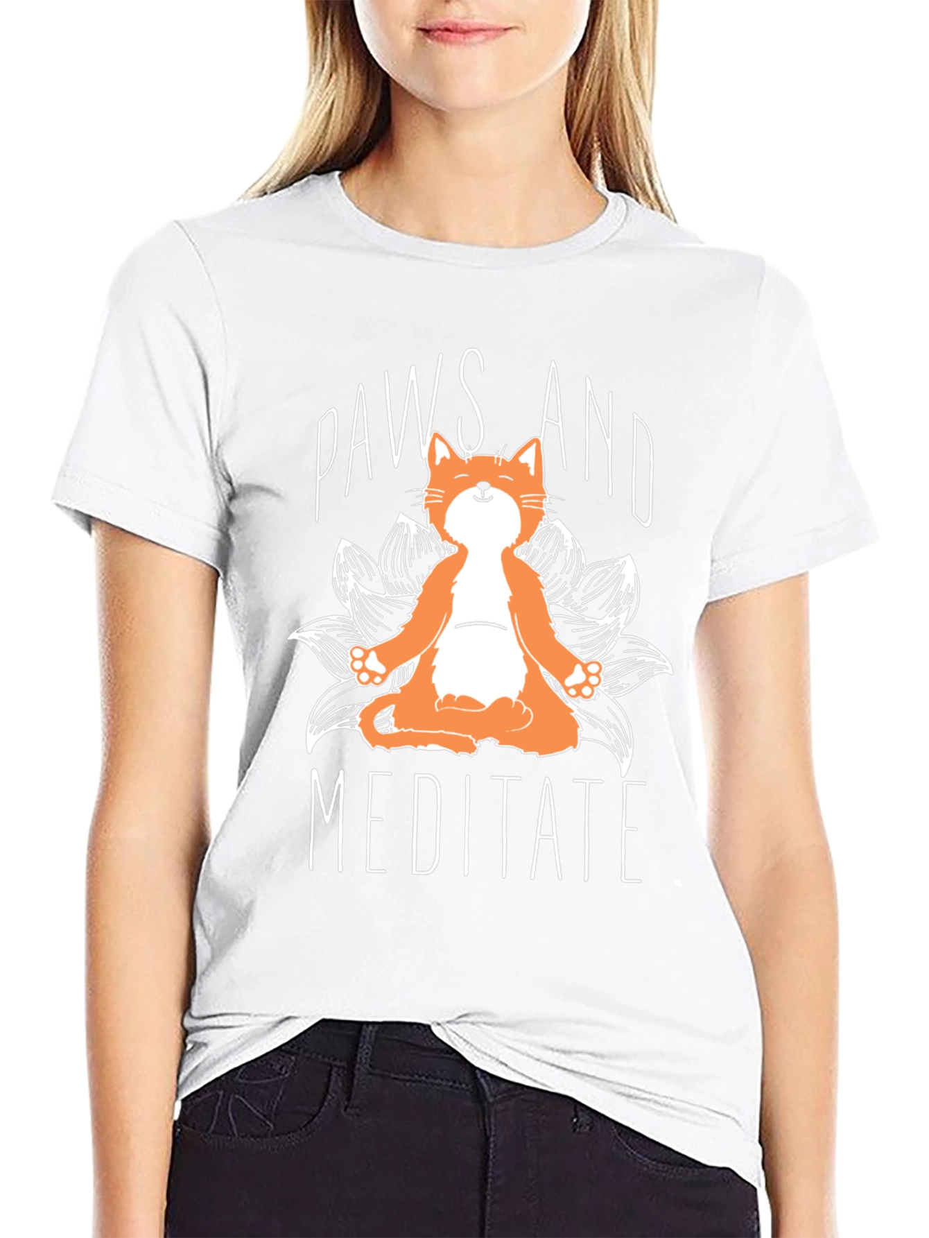 Paws and Meditate Funny Cat T-Shirt