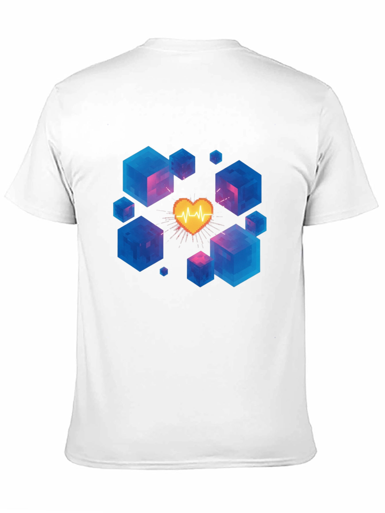 Pixel Heartbeat Cube Graphic Tee - Trendy & Unique!