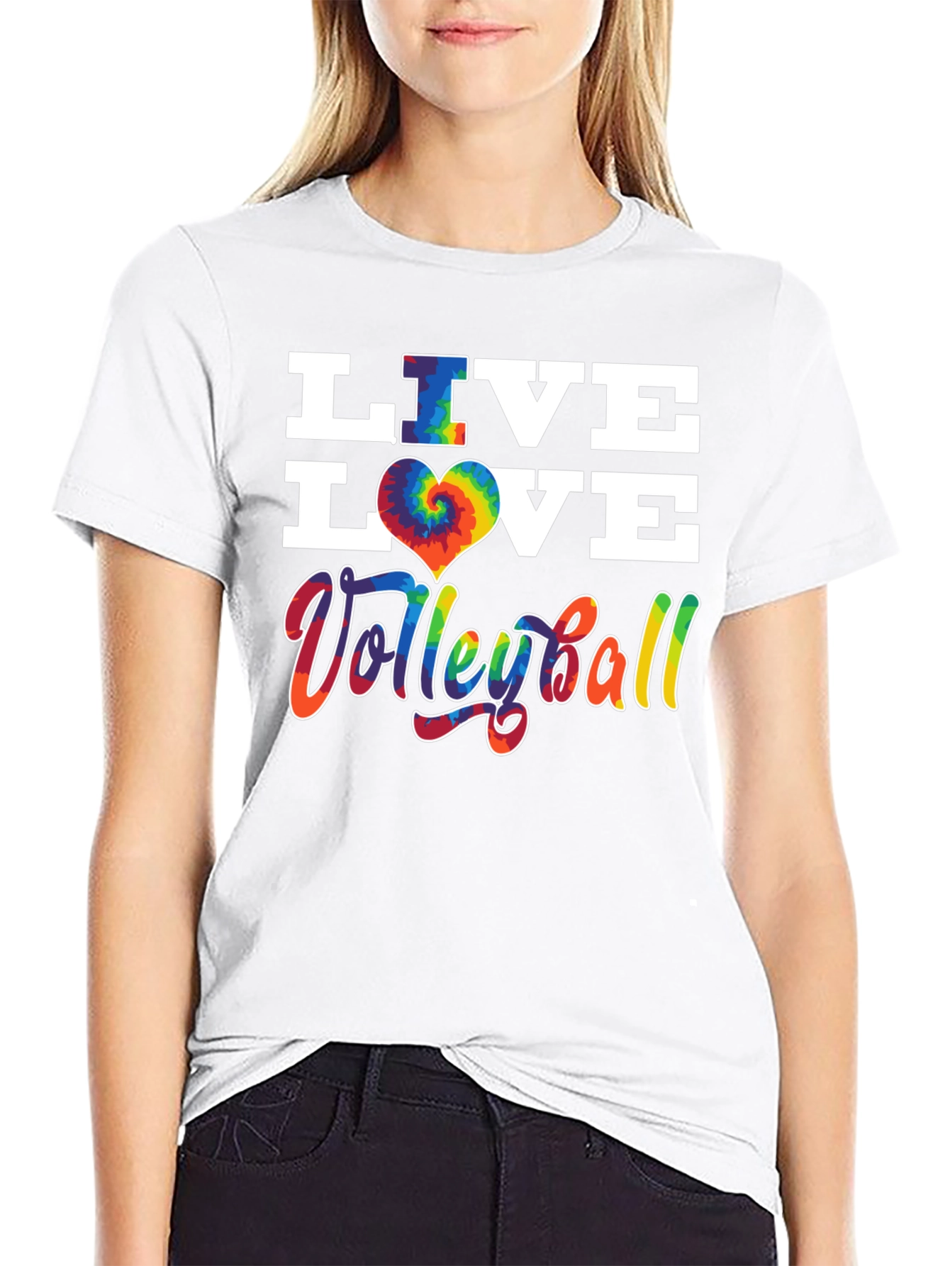 Live Love Volleyball Graphic Tee - Tie Dye Heart