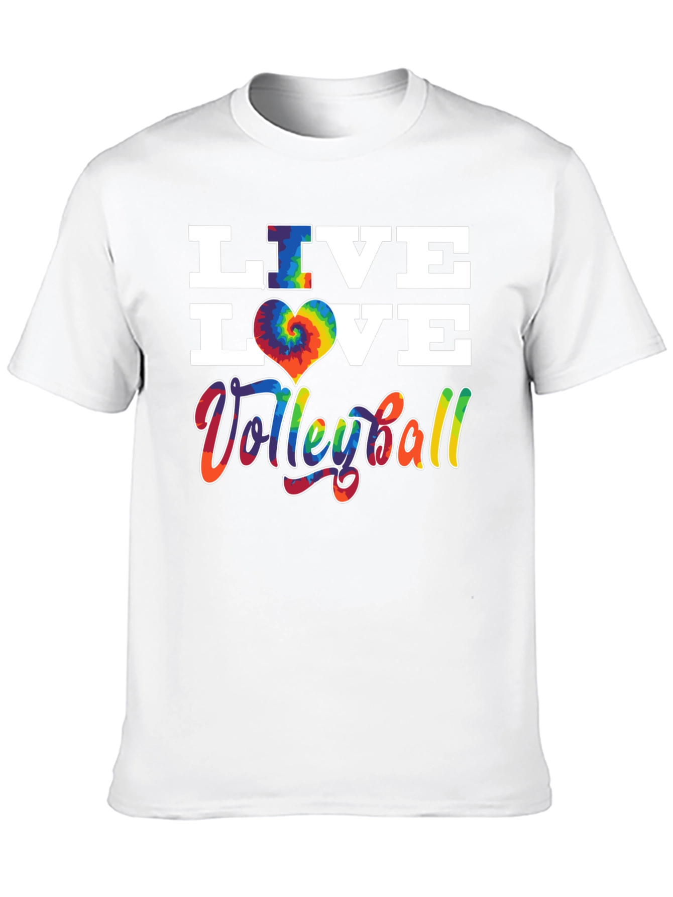 Live Love Volleyball Graphic Tee - Tie Dye Heart