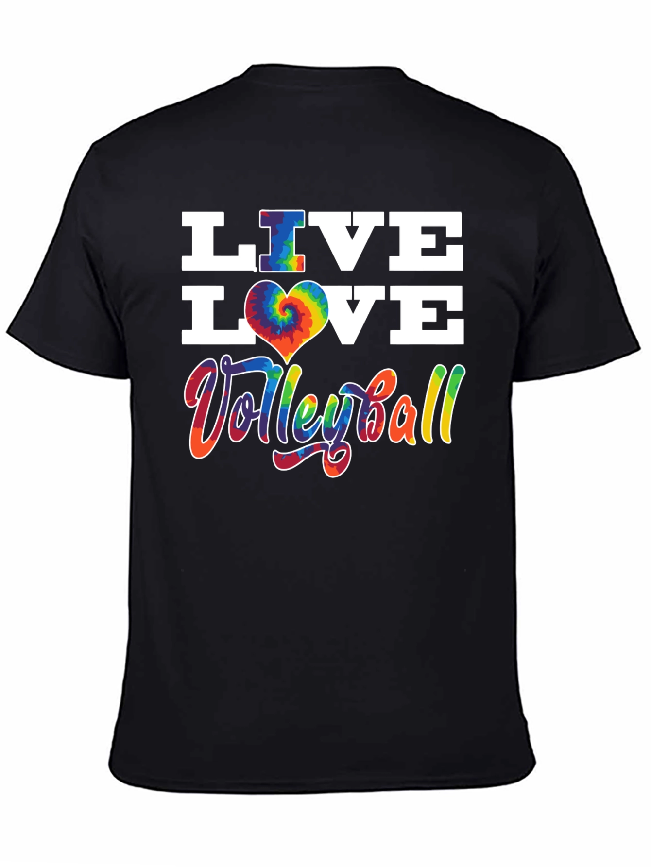 Live Love Volleyball Graphic Tee - Tie Dye Heart