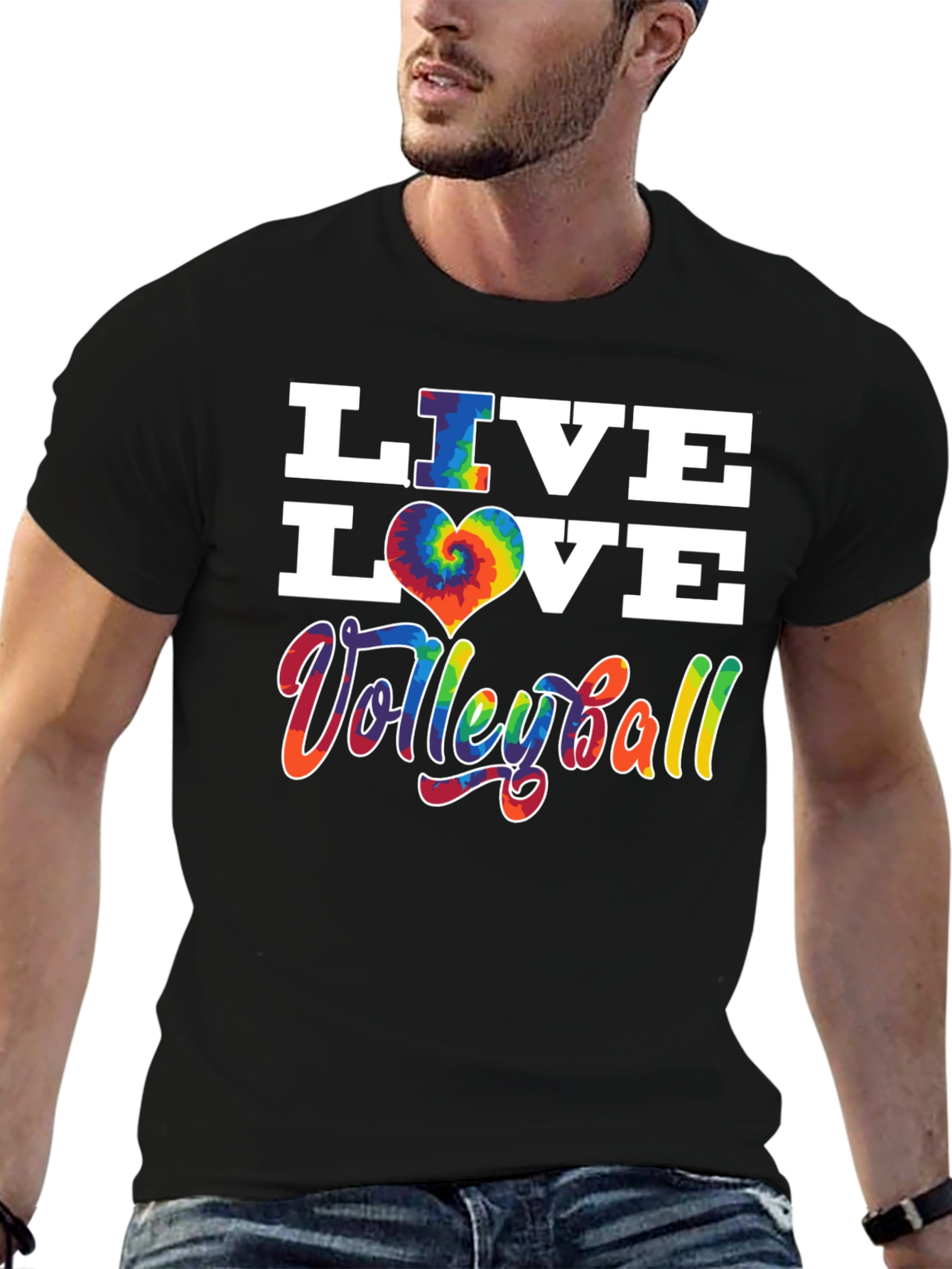 Live Love Volleyball Graphic Tee - Tie Dye Heart
