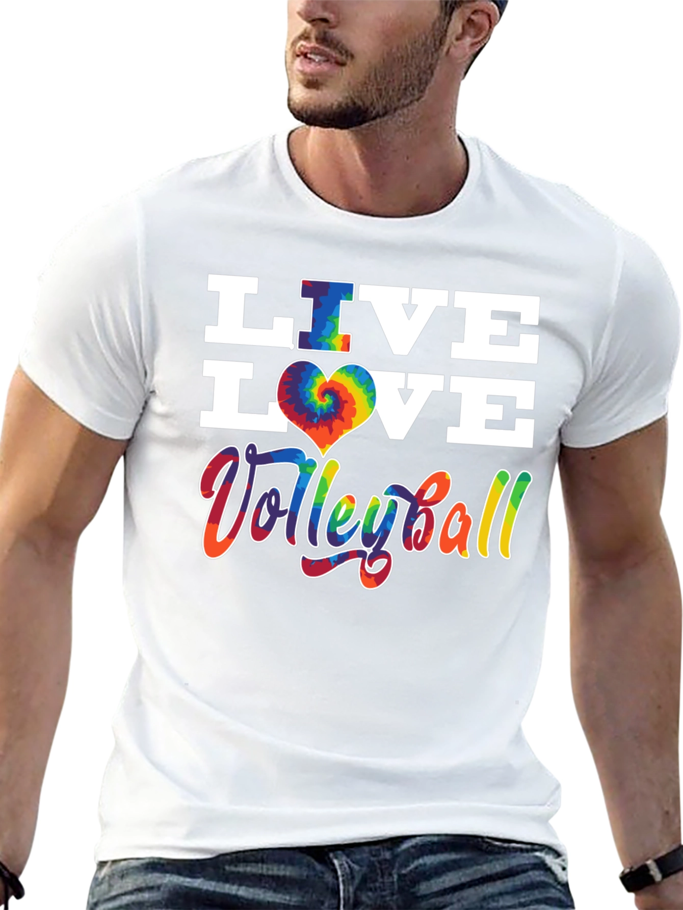 Live Love Volleyball Graphic Tee - Tie Dye Heart