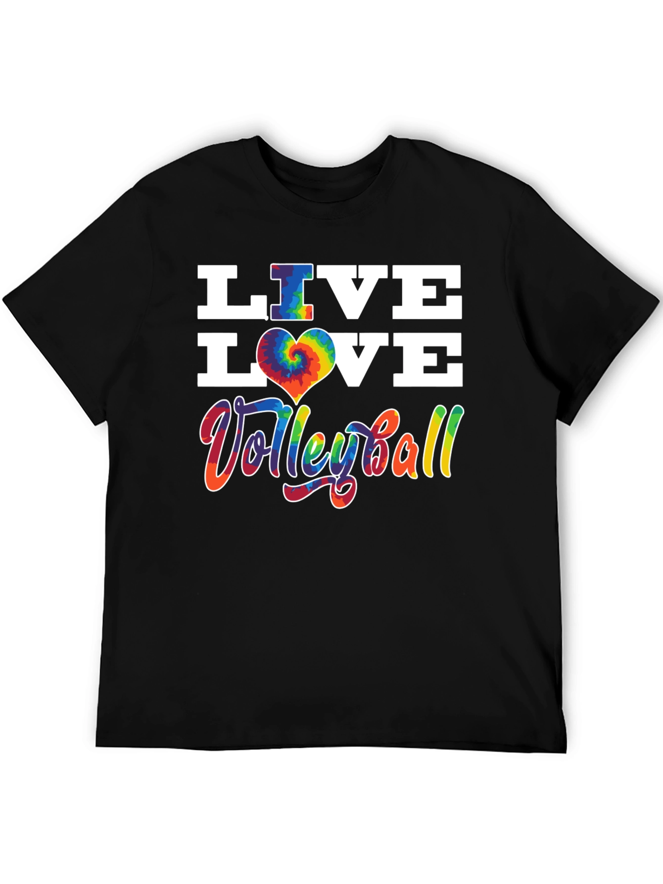 Live Love Volleyball Graphic Tee - Tie Dye Heart