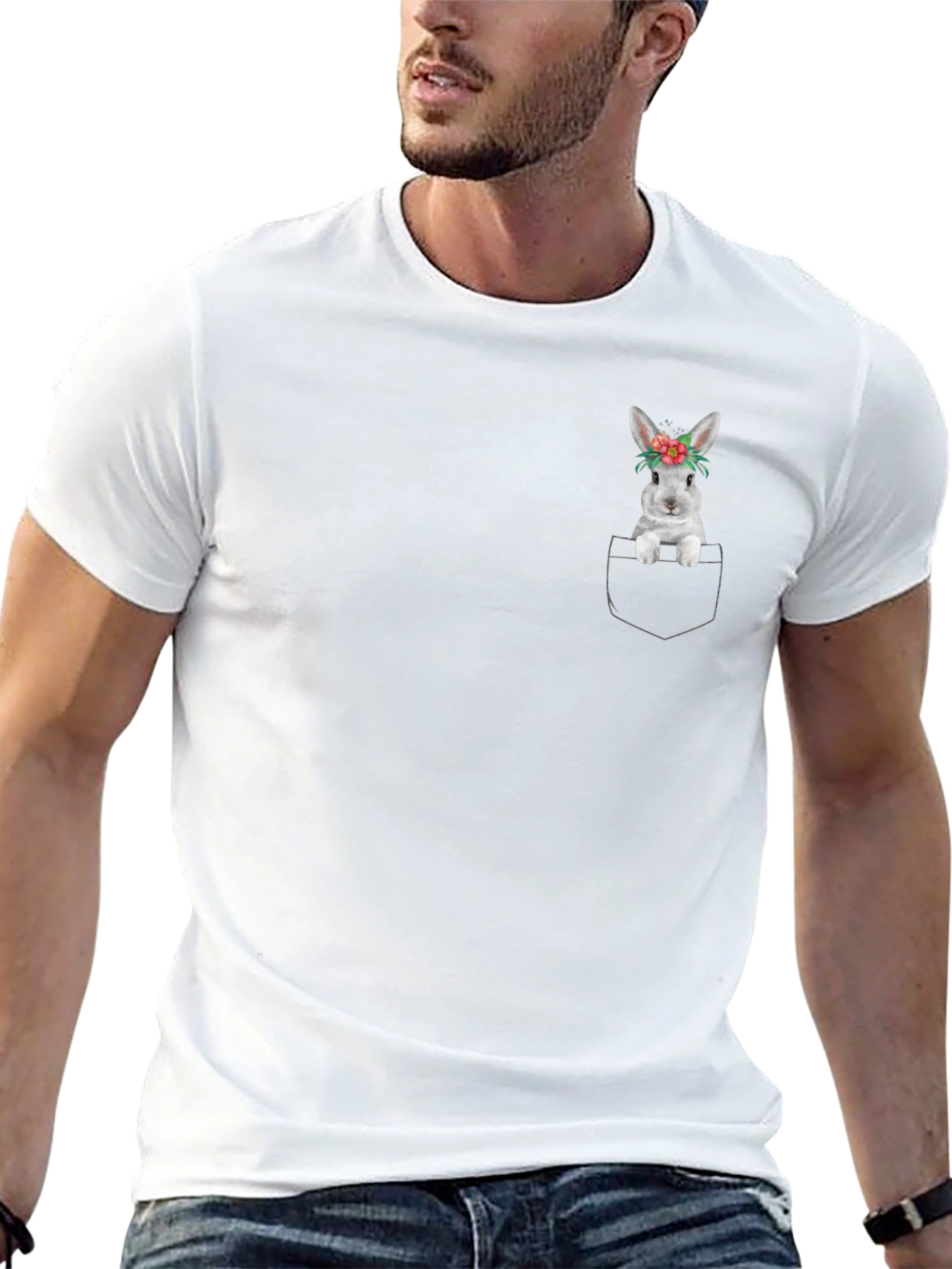 Bunny Pocket T-Shirt - Cute Rabbit Tee