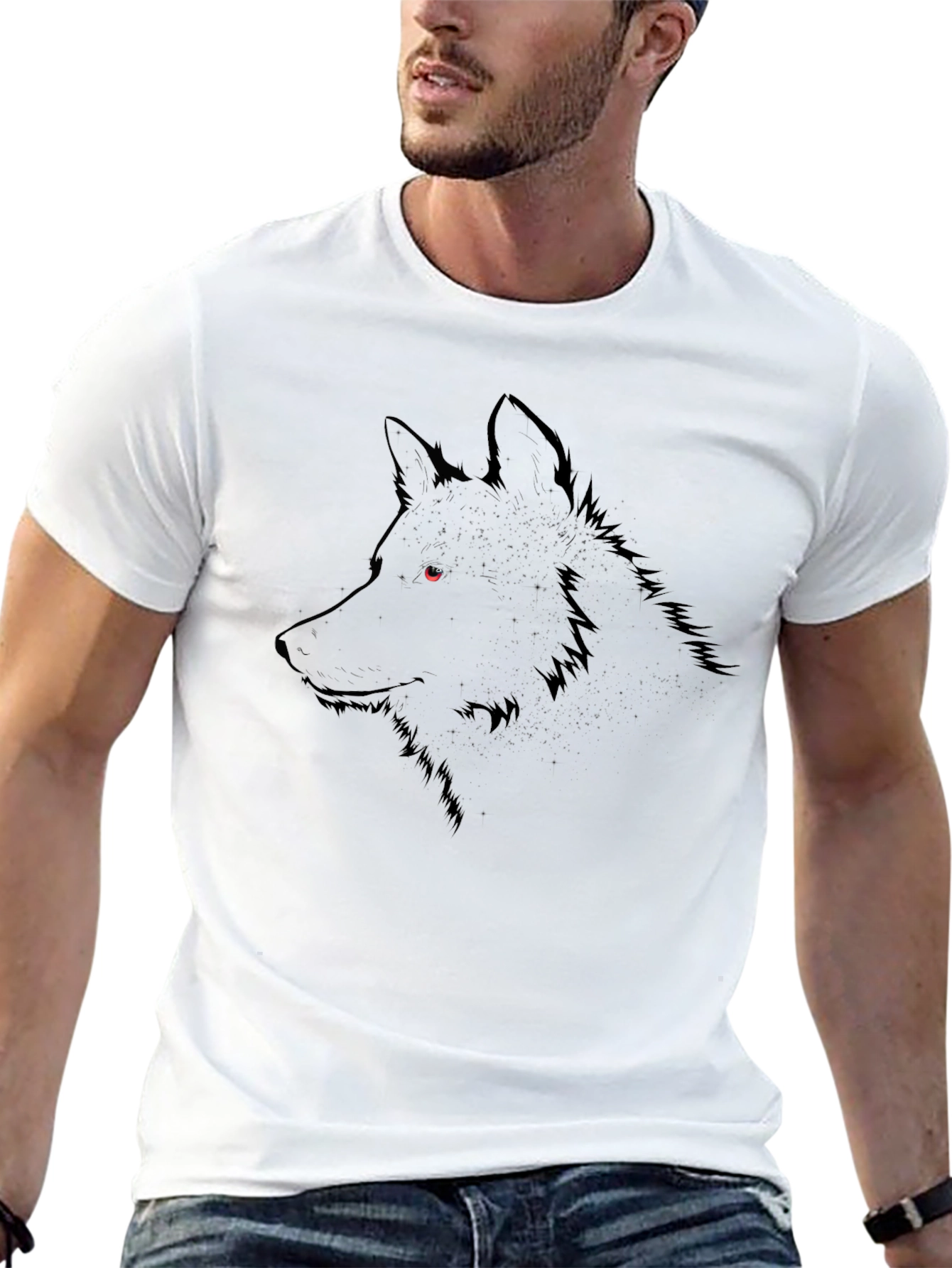 Mens Black Wolf Graphic Tee