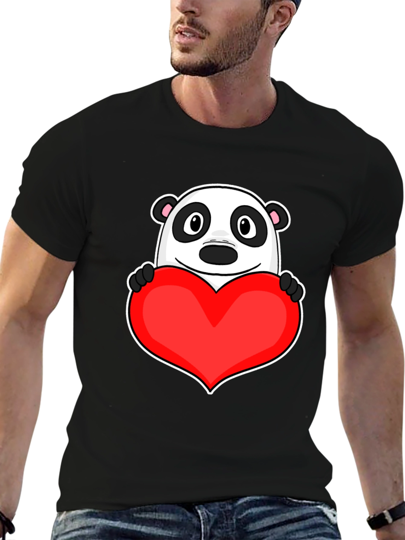 Cute Panda Heart Graphic T-Shirt - Love Bear Tee