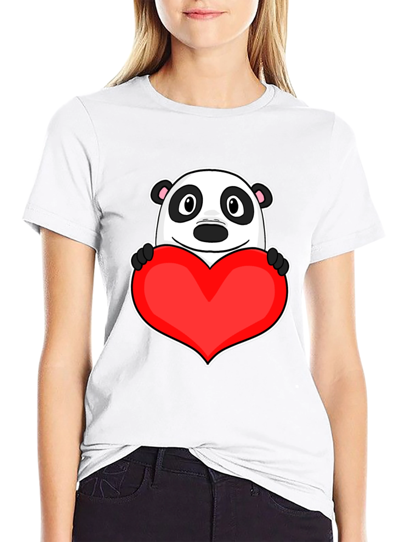 Cute Panda Heart Graphic T-Shirt - Love Bear Tee