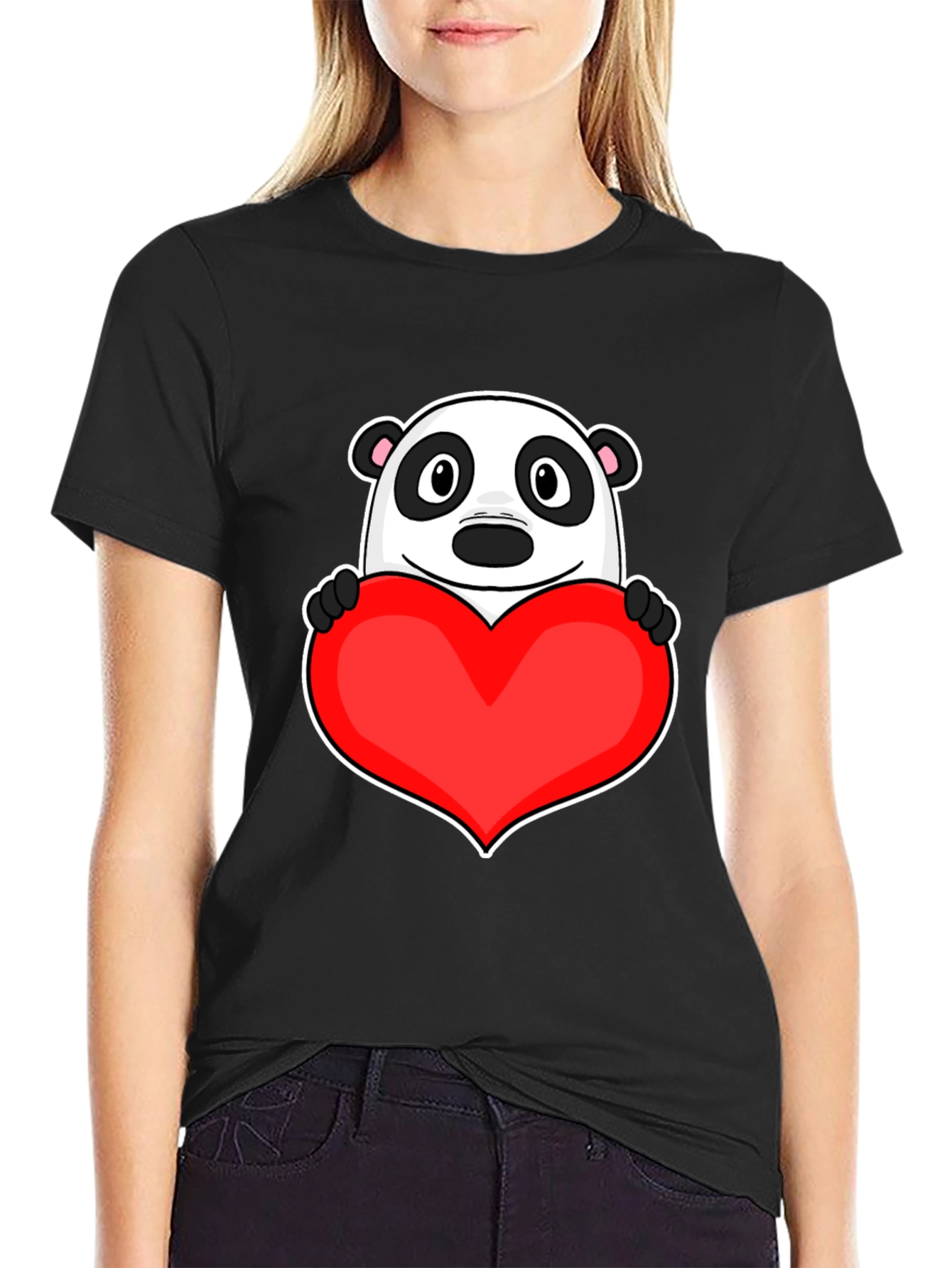 Cute Panda Heart Graphic T-Shirt - Love Bear Tee