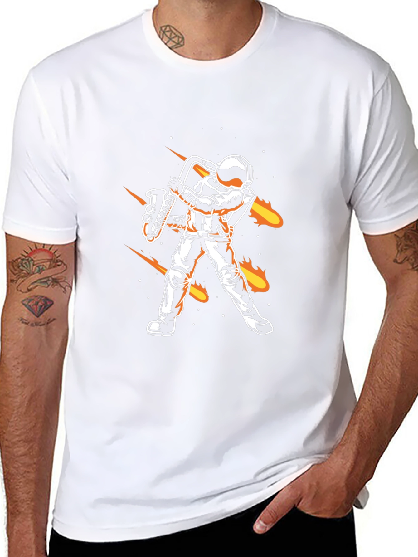 Astronaut Saxophone Player Graphic Tee - Black