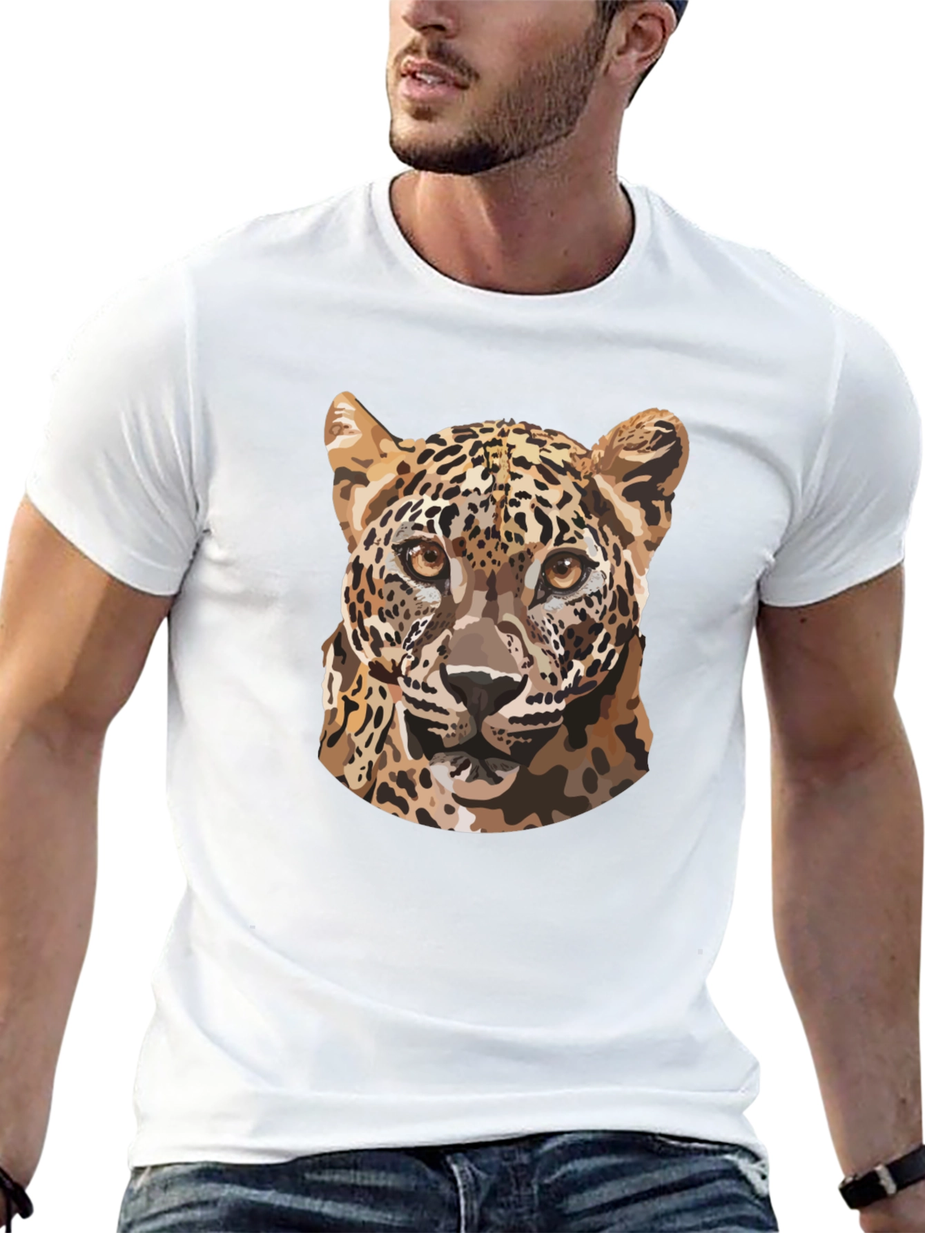 Leopard Graphic Tee - Stylish Mens Black T-Shirt