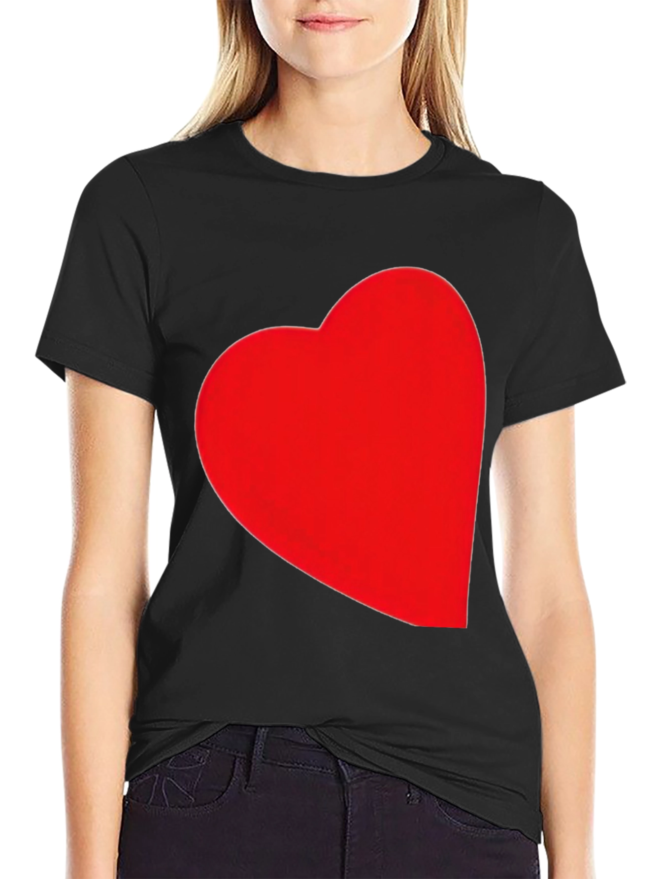Heart Graphic Black T-Shirt - Express Your Love!