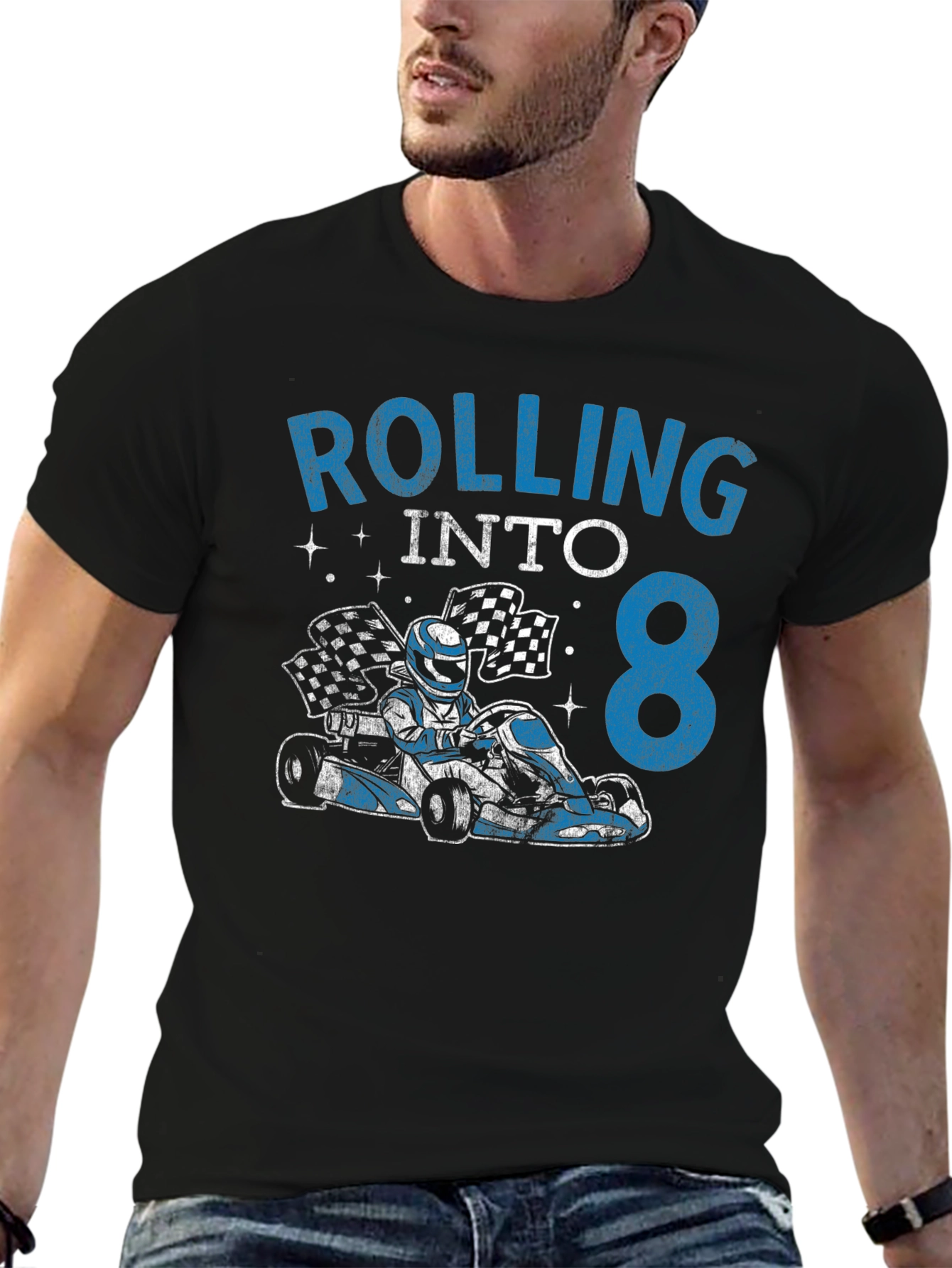 Rolling Into 8 Birthday Kart Racing T-Shirt