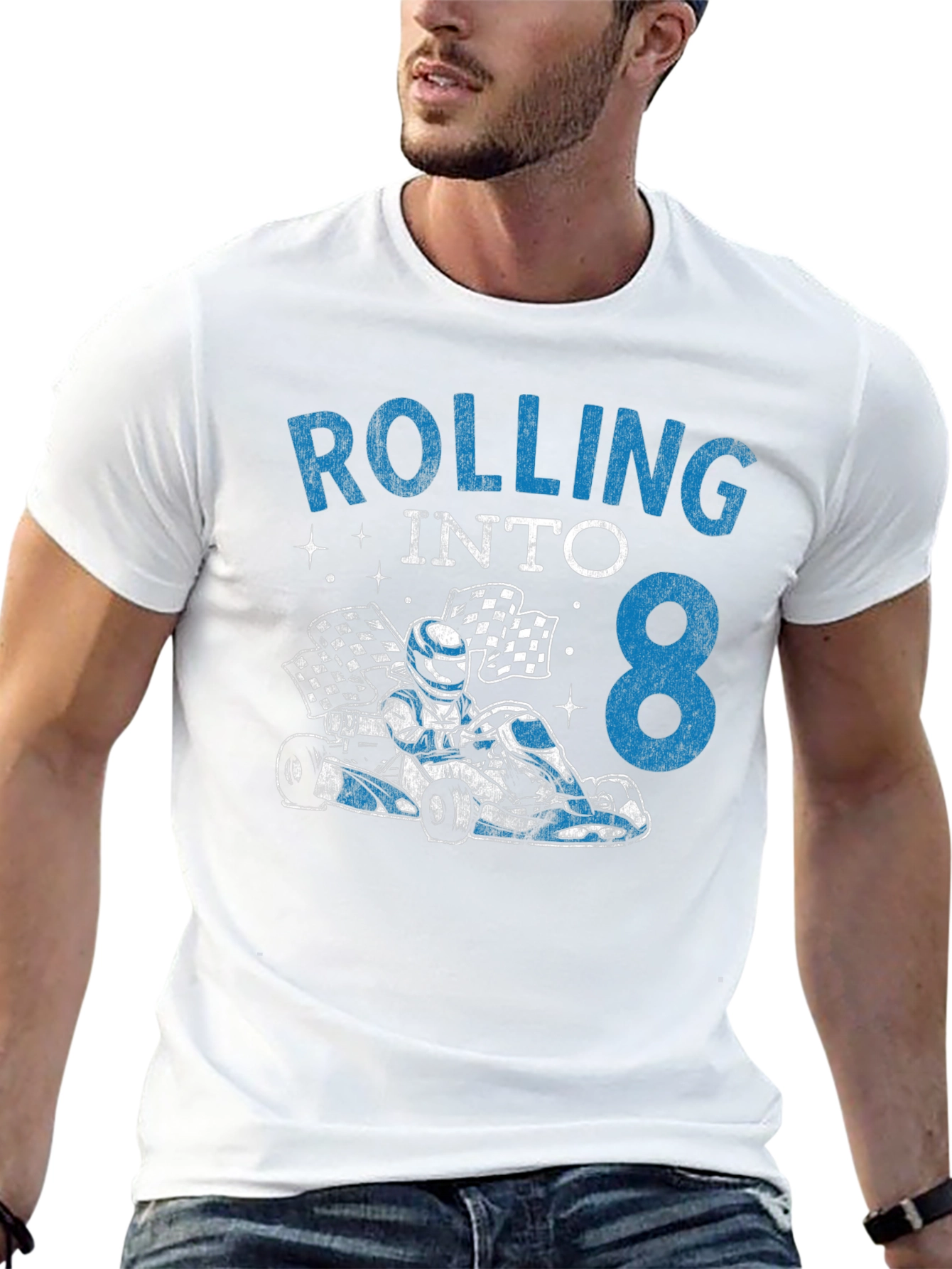 Rolling Into 8 Birthday Kart Racing T-Shirt