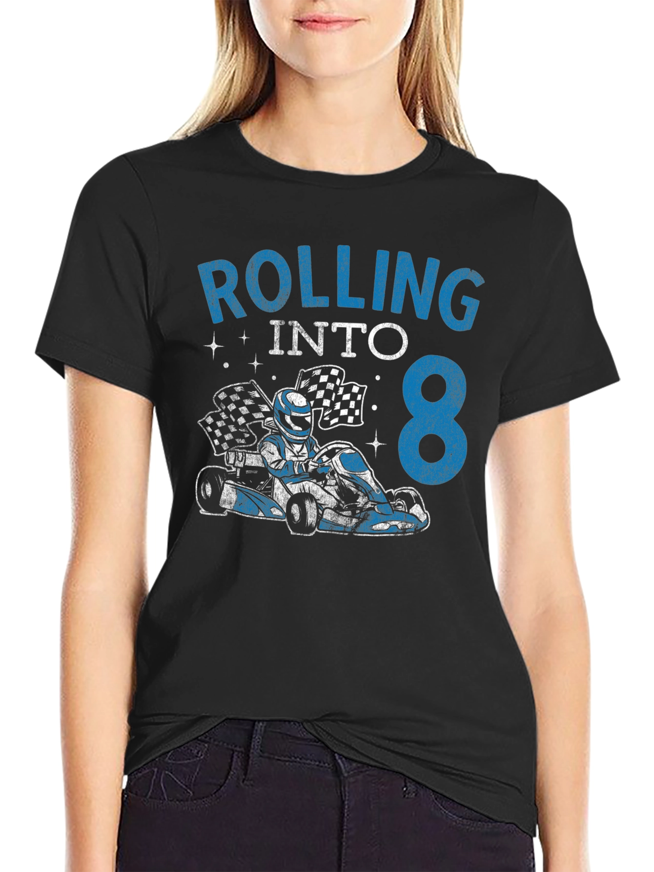 Rolling Into 8 Birthday Kart Racing T-Shirt