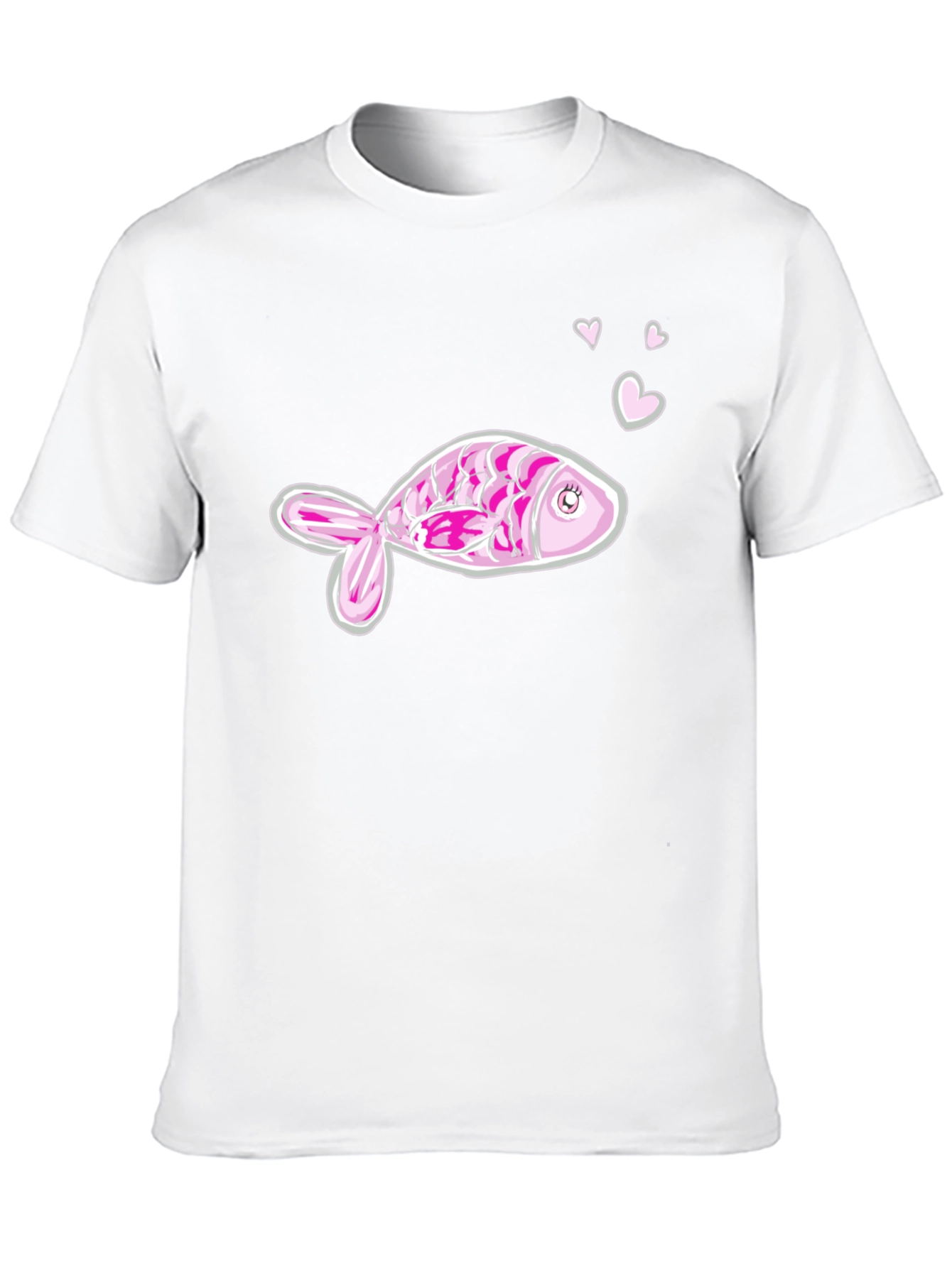 Pink Fish Graphic Tee - Mens Black Cotton T-Shirt