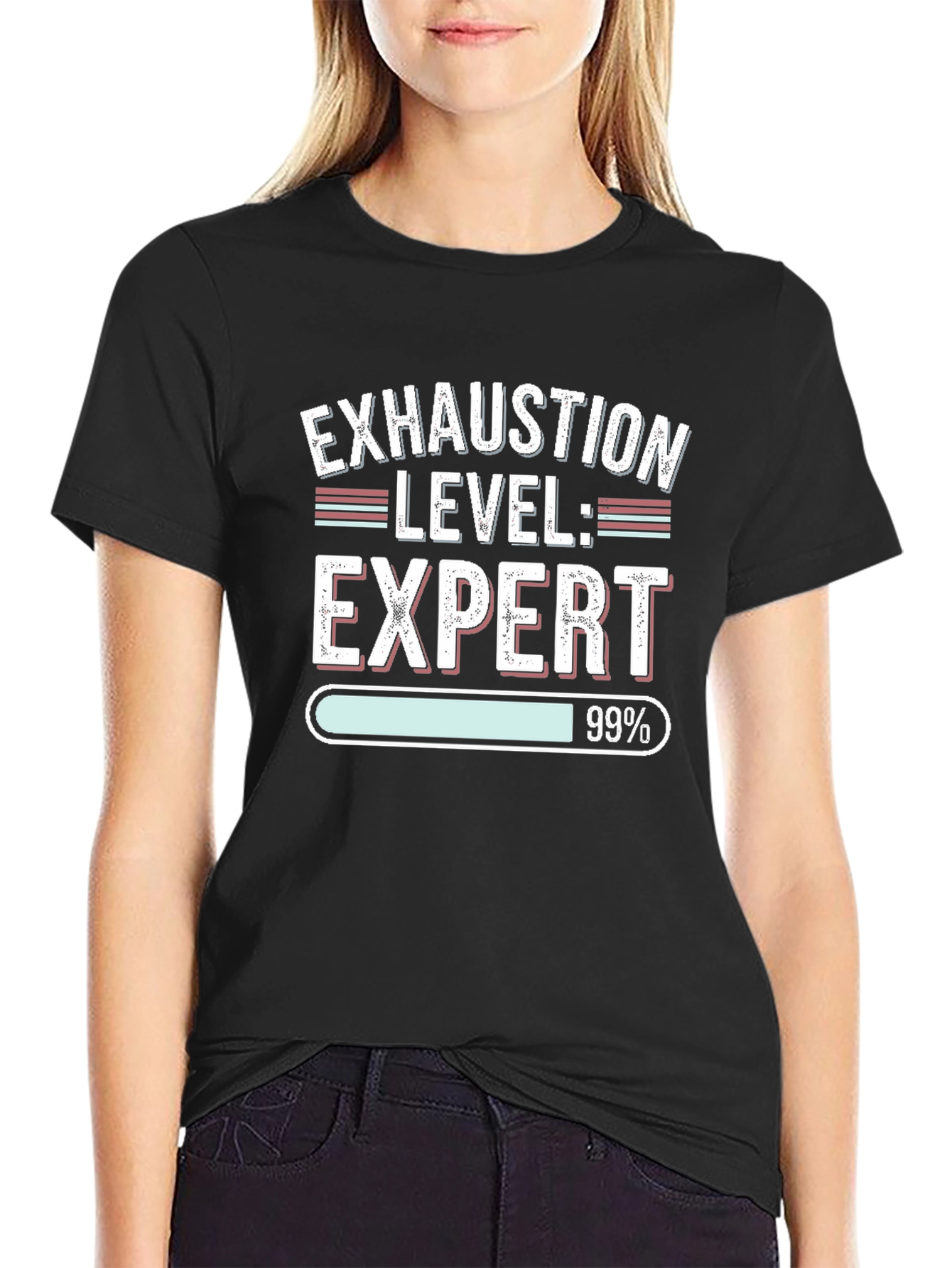 Exhaustion Level: Expert 99% Black T-Shirt
