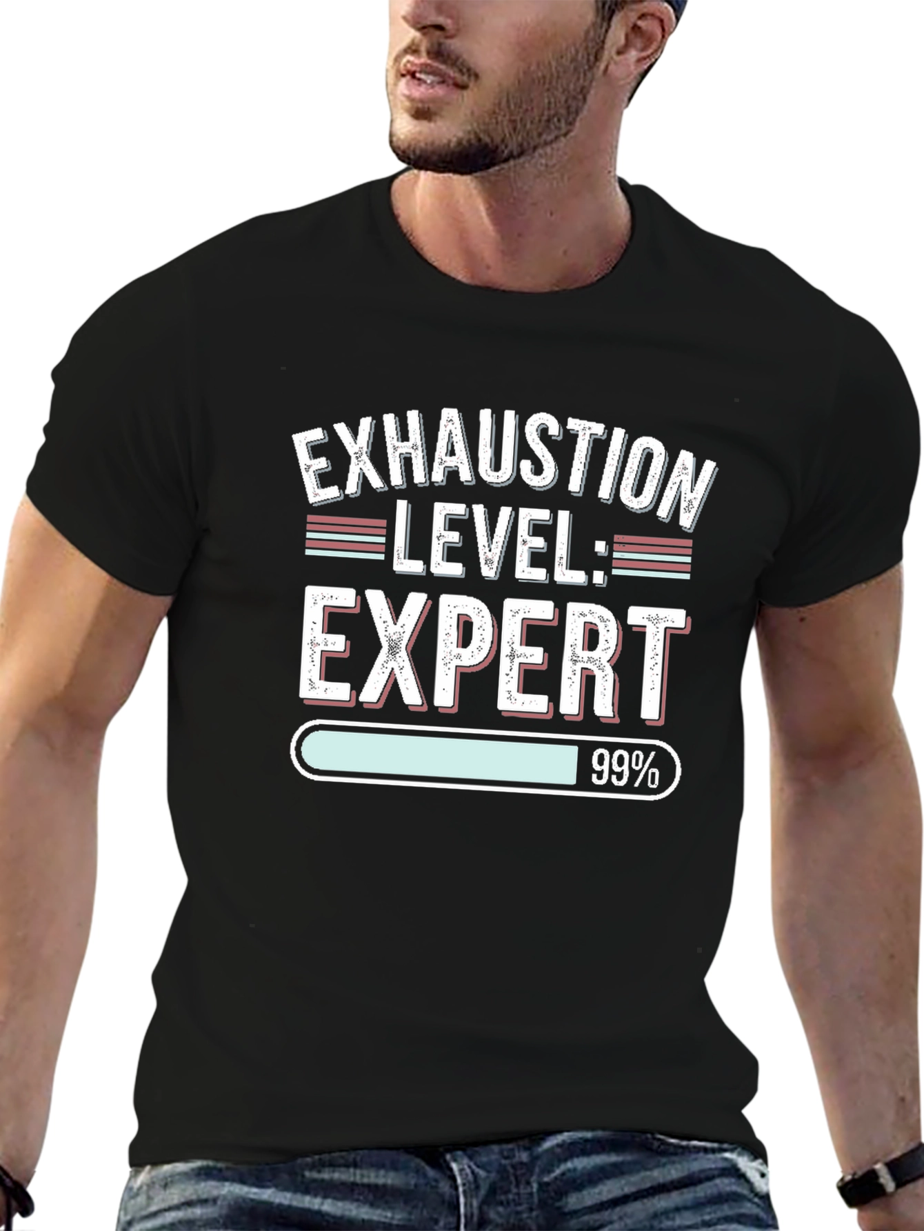 Exhaustion Level: Expert 99% Black T-Shirt