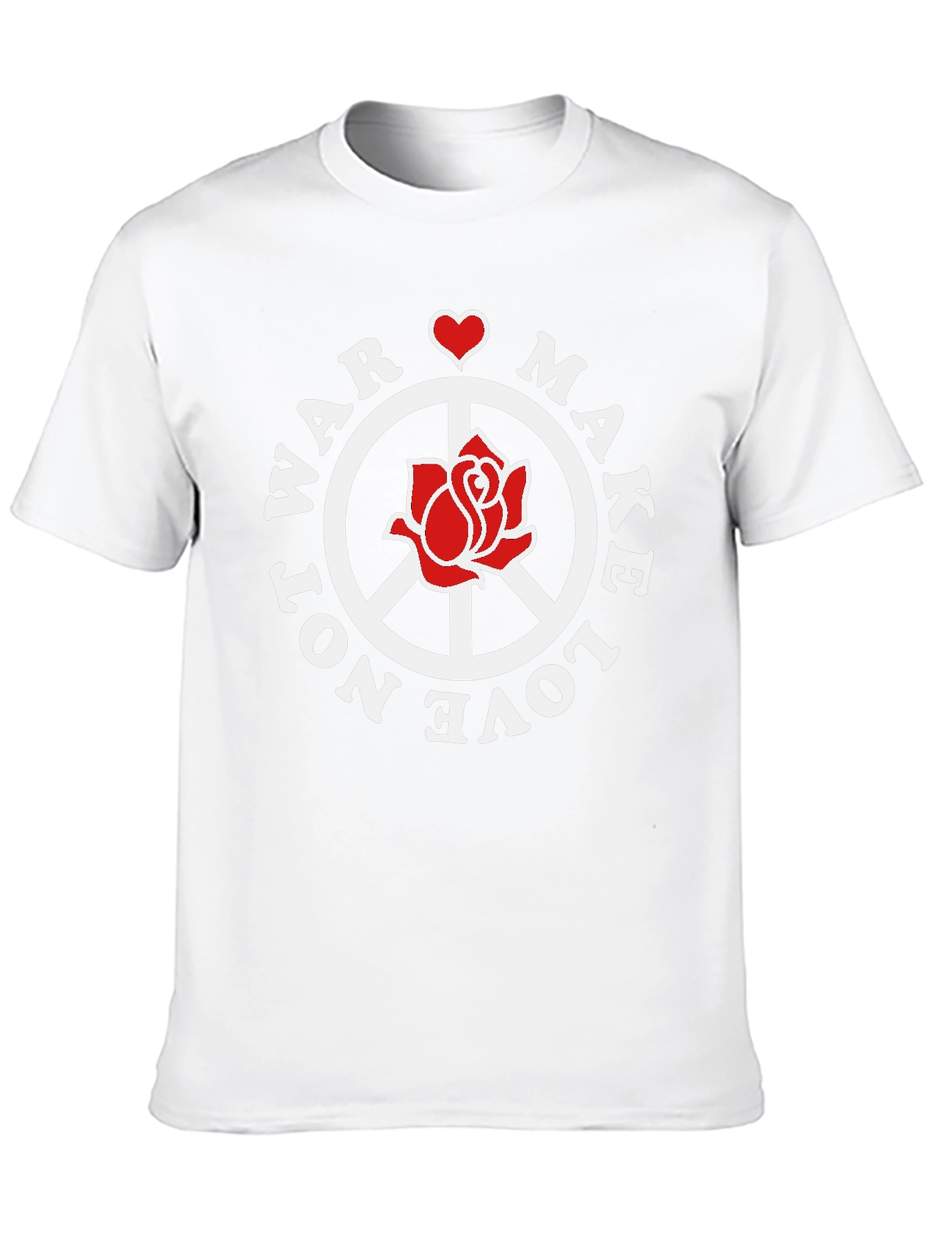 Make Love Not War T-Shirt Peace Sign Rose Graphic
